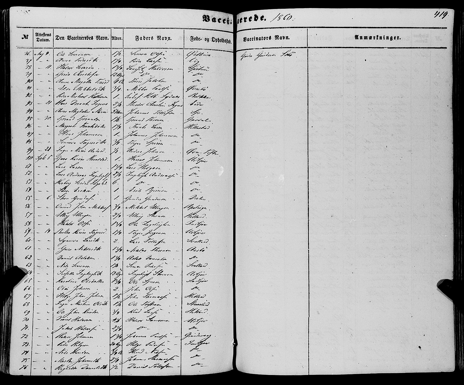 Fjelberg sokneprestembete, SAB/A-75201/H/Haa: Parish register (official) no. A 7, 1851-1867, p. 419