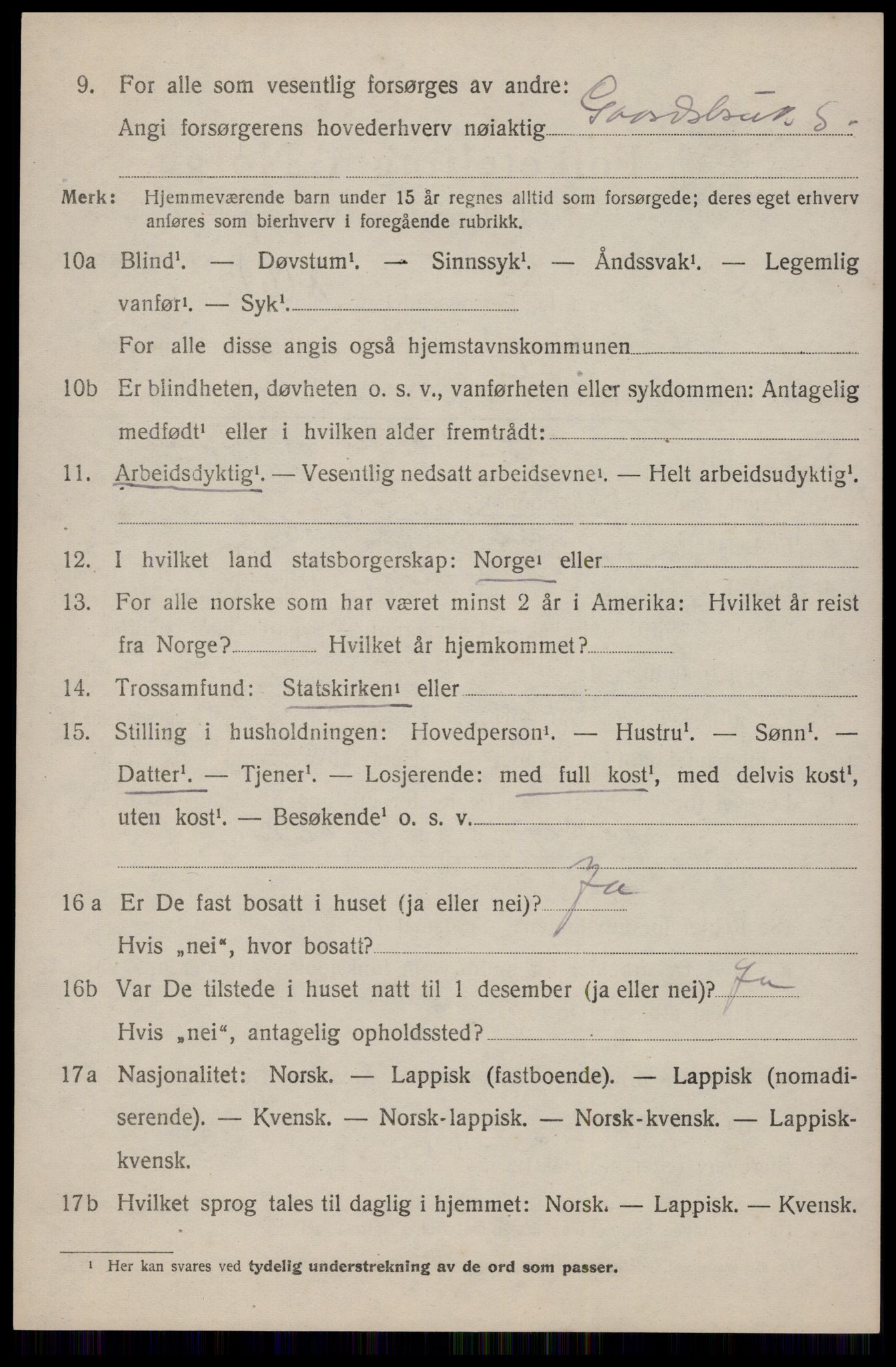 SAT, 1920 census for Flakstad, 1920, p. 2794