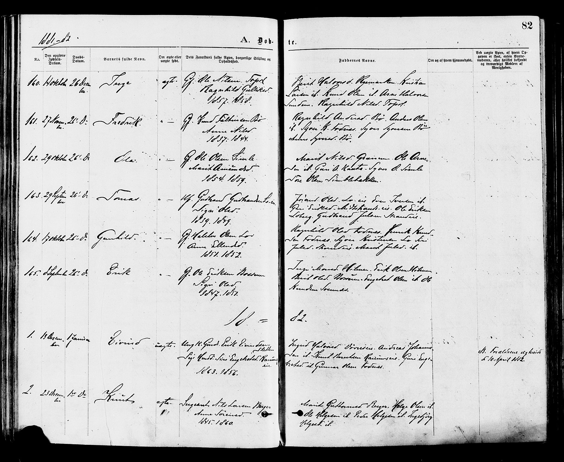 Nord-Aurdal prestekontor, SAH/PREST-132/H/Ha/Haa/L0009: Parish register (official) no. 9, 1876-1882, p. 82