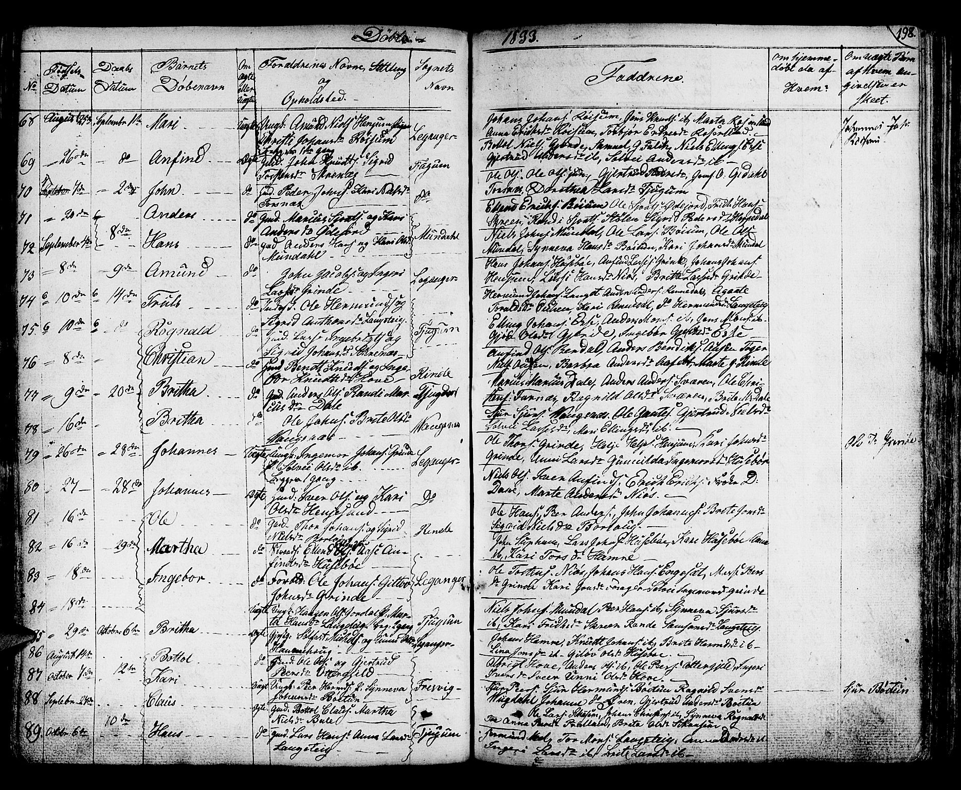 Leikanger sokneprestembete, AV/SAB-A-81001/H/Haa/Haaa/L0006: Parish register (official) no. A 6, 1810-1838, p. 198