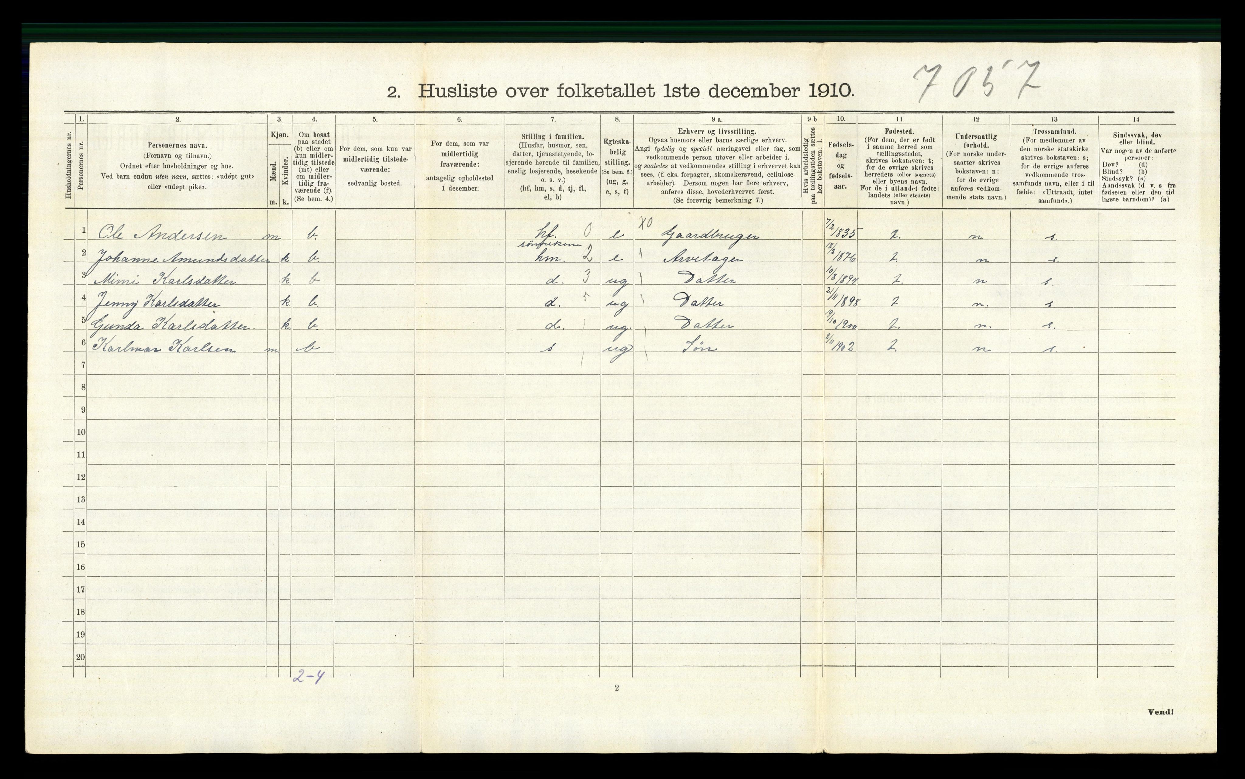 RA, 1910 census for Vinger, 1910, p. 1602