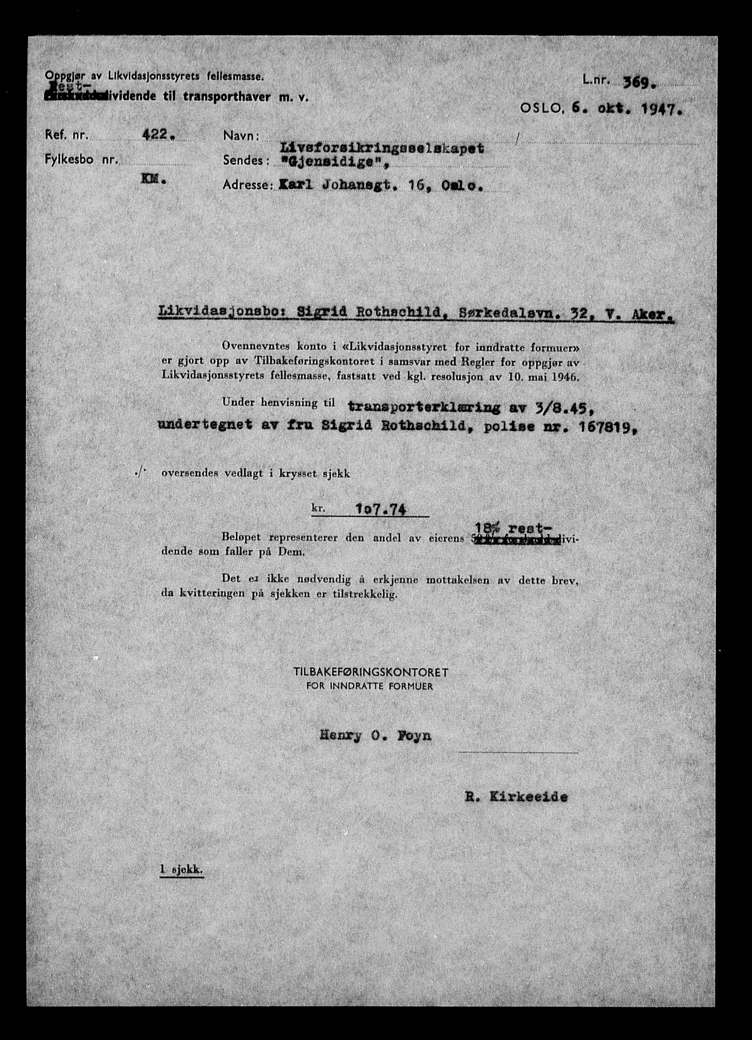 Justisdepartementet, Tilbakeføringskontoret for inndratte formuer, AV/RA-S-1564/H/Hc/Hcc/L0975: --, 1945-1947, p. 33