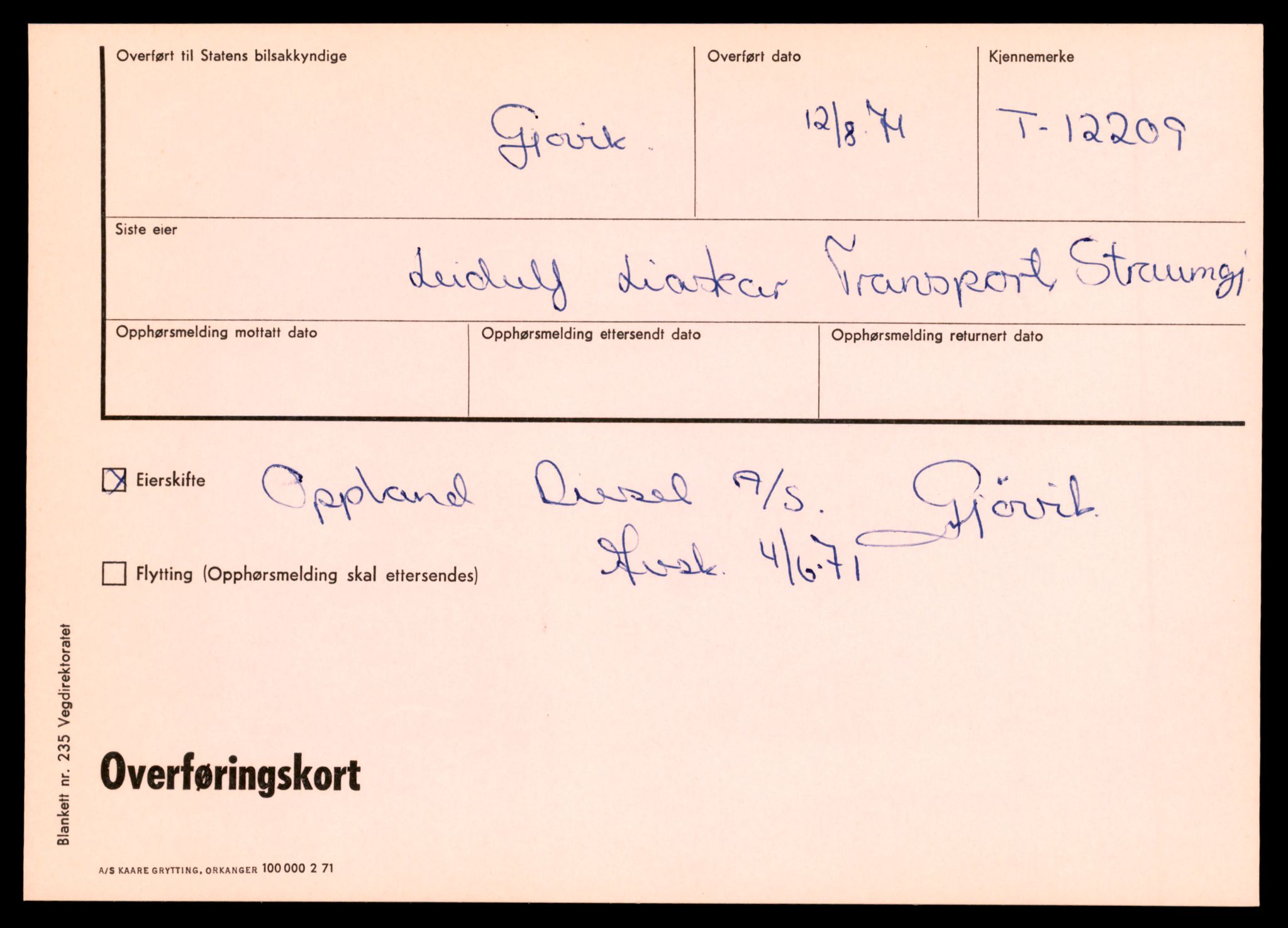 Møre og Romsdal vegkontor - Ålesund trafikkstasjon, AV/SAT-A-4099/F/Fe/L0033: Registreringskort for kjøretøy T 12151 - T 12474, 1927-1998, p. 1519