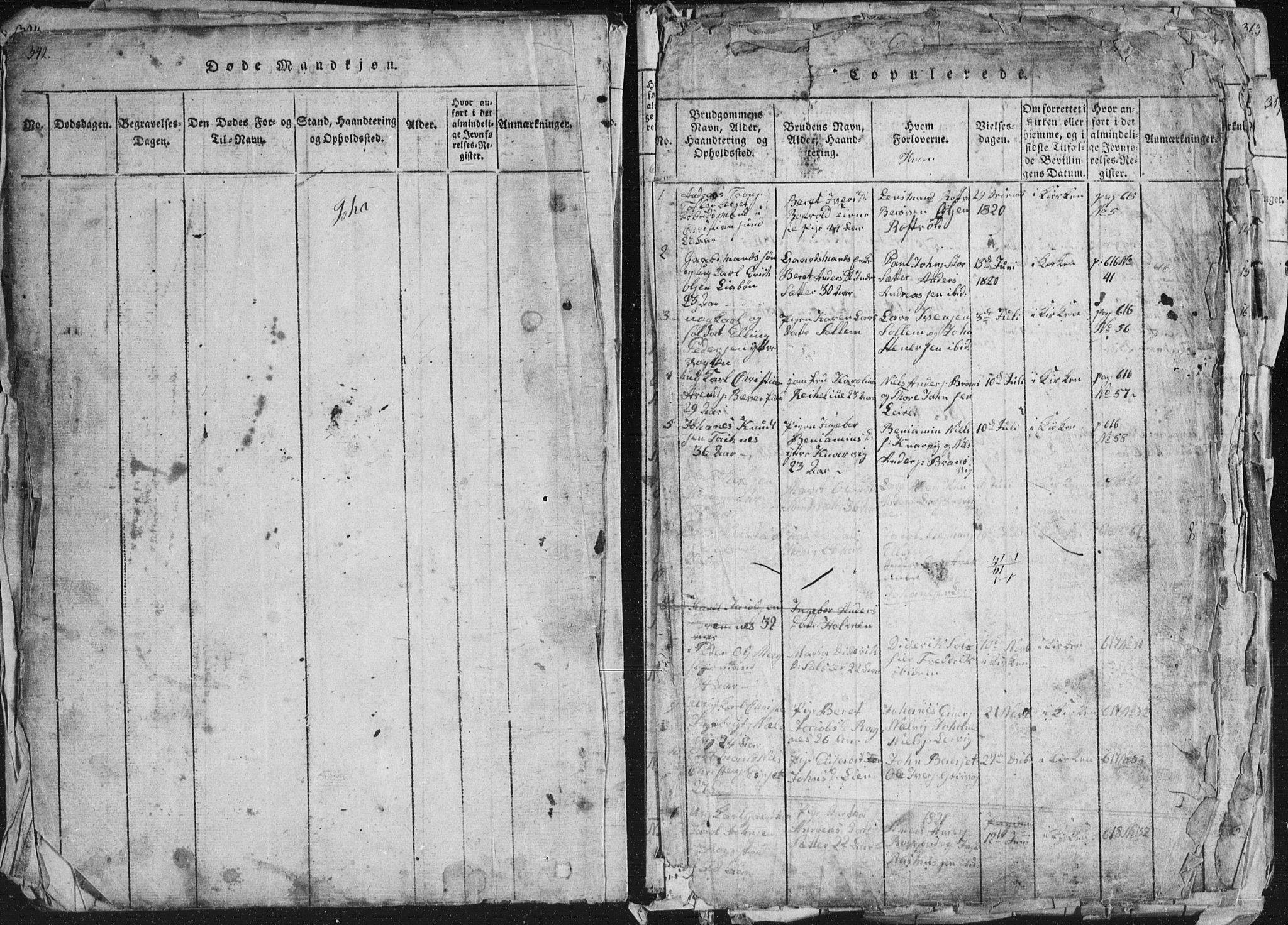 Ministerialprotokoller, klokkerbøker og fødselsregistre - Møre og Romsdal, SAT/A-1454/581/L0942: Parish register (copy) no. 581C00, 1820-1836, p. 342-343