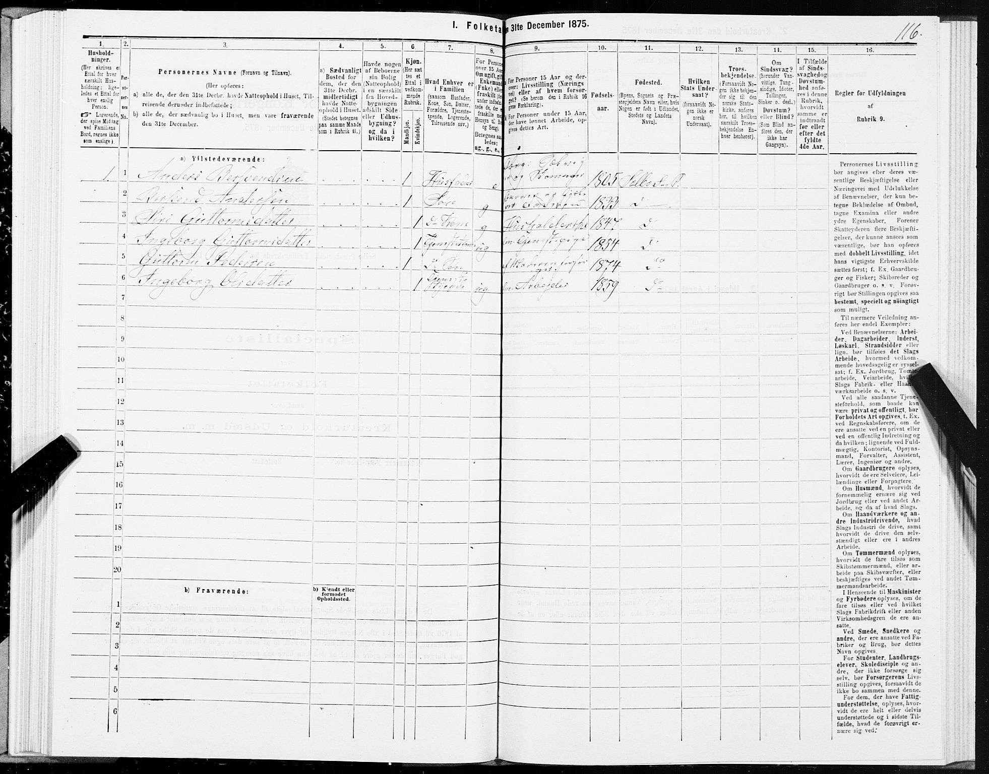 SAT, 1875 census for 1664P Selbu, 1875, p. 3116