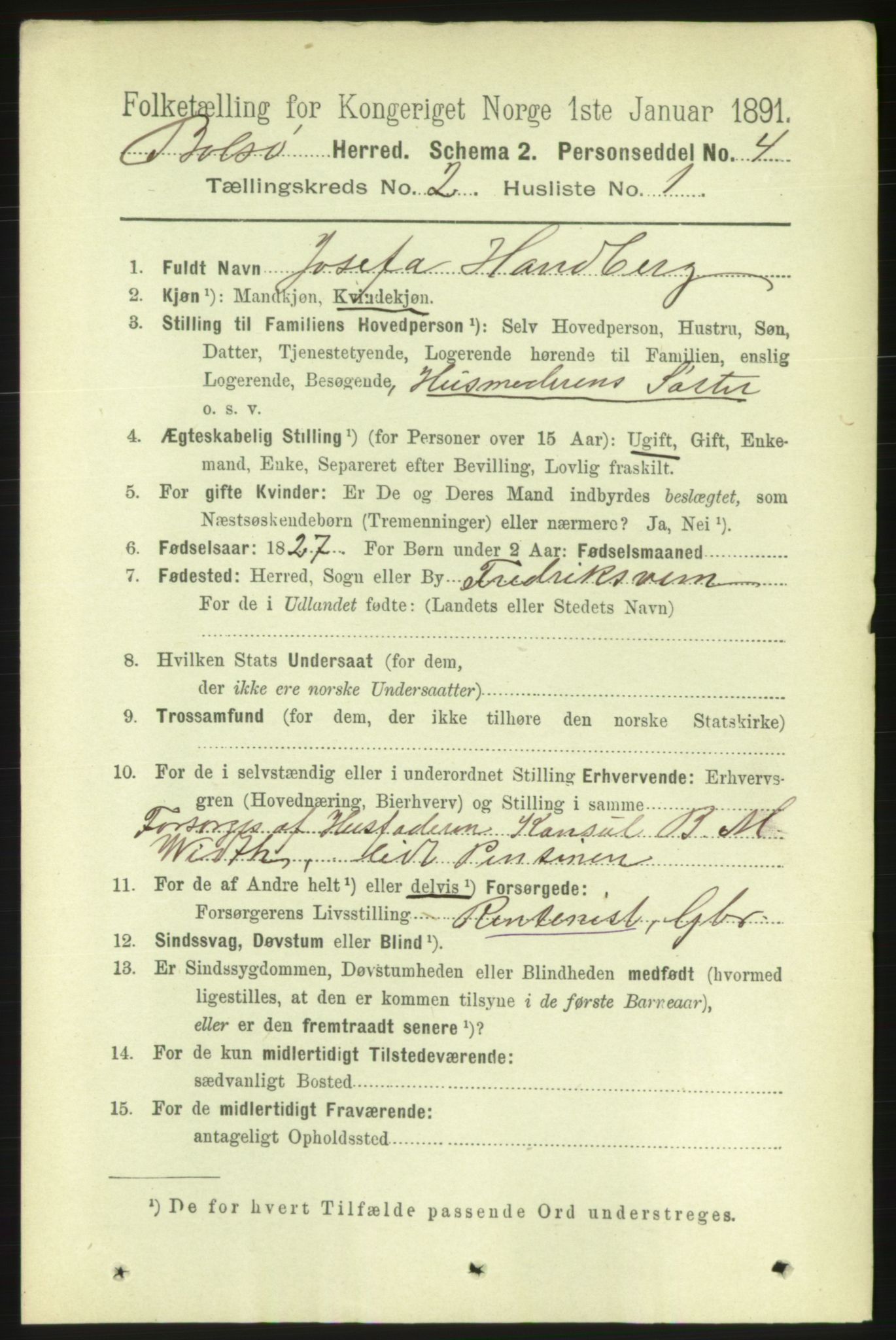 RA, 1891 census for 1544 Bolsøy, 1891, p. 990