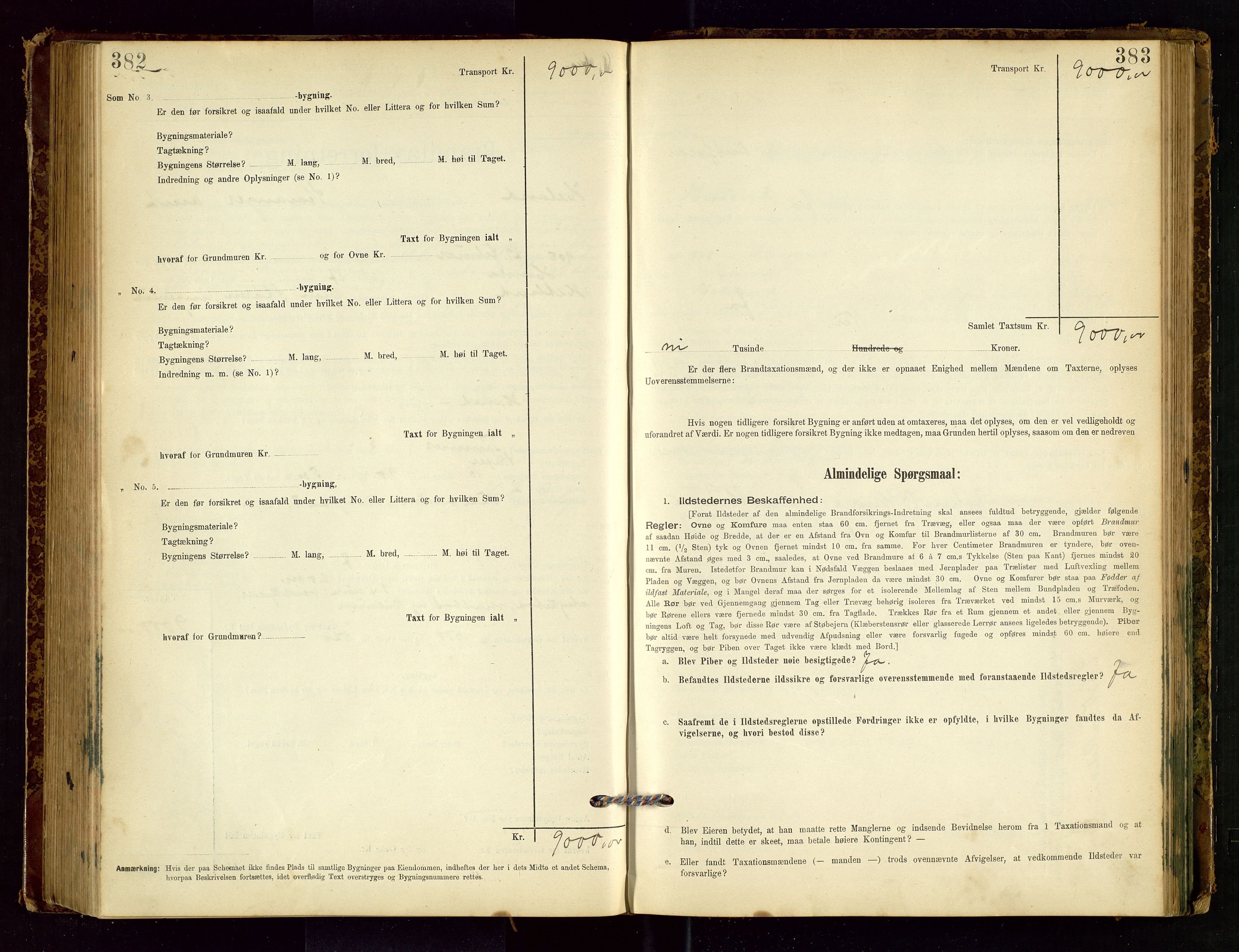 Hetland lensmannskontor, SAST/A-100101/Gob/L0001: "Brandtaxationsprotokol", 1895-1918, p. 382-383