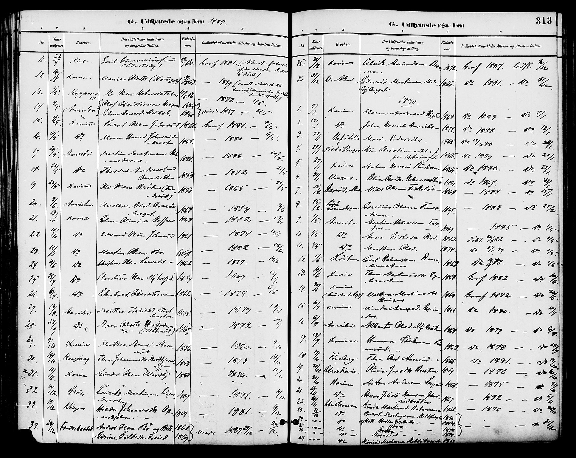 Brandval prestekontor, SAH/PREST-034/H/Ha/Haa/L0002: Parish register (official) no. 2, 1880-1894, p. 313