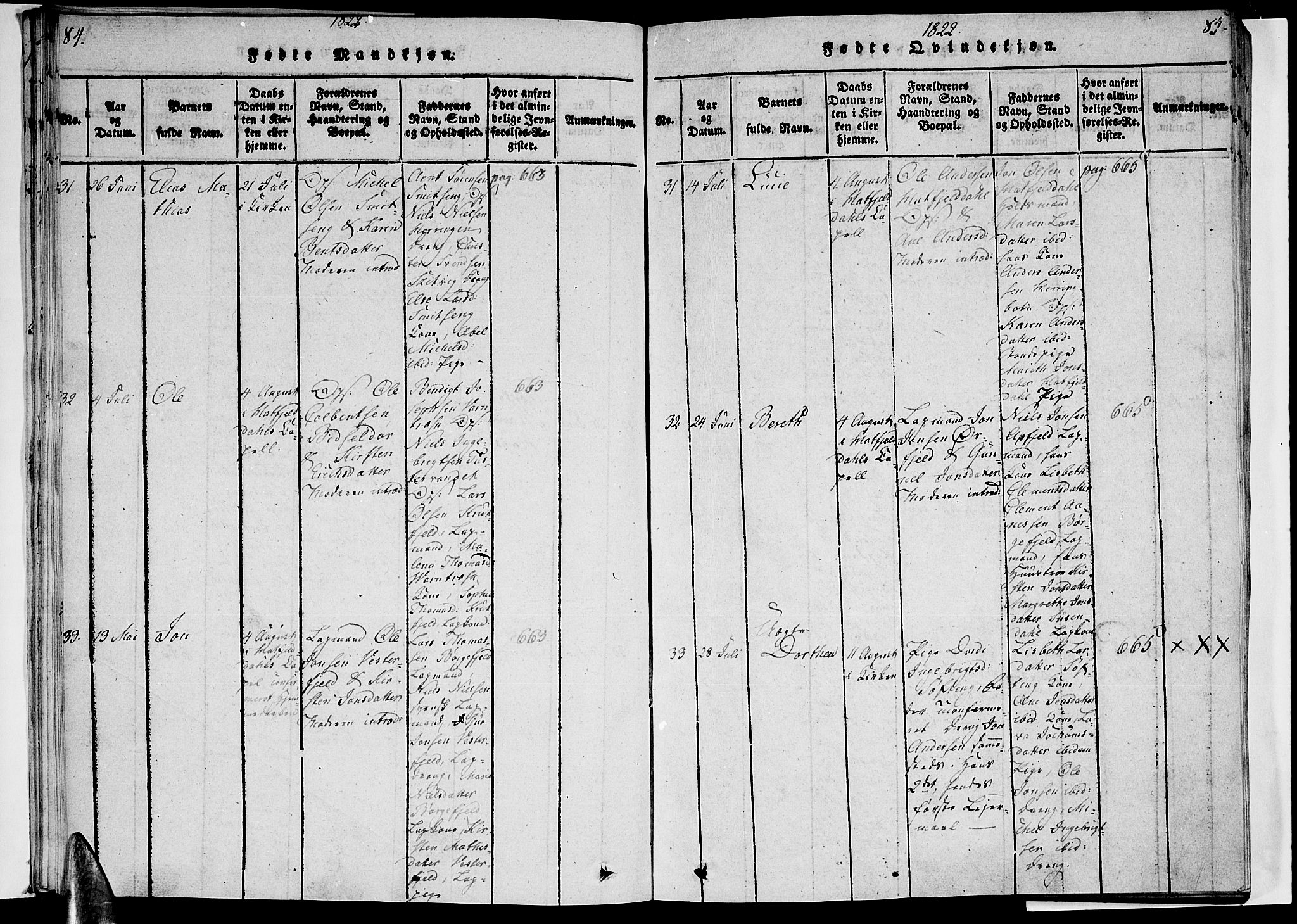 Ministerialprotokoller, klokkerbøker og fødselsregistre - Nordland, AV/SAT-A-1459/820/L0288: Parish register (official) no. 820A09, 1820-1825, p. 84-85