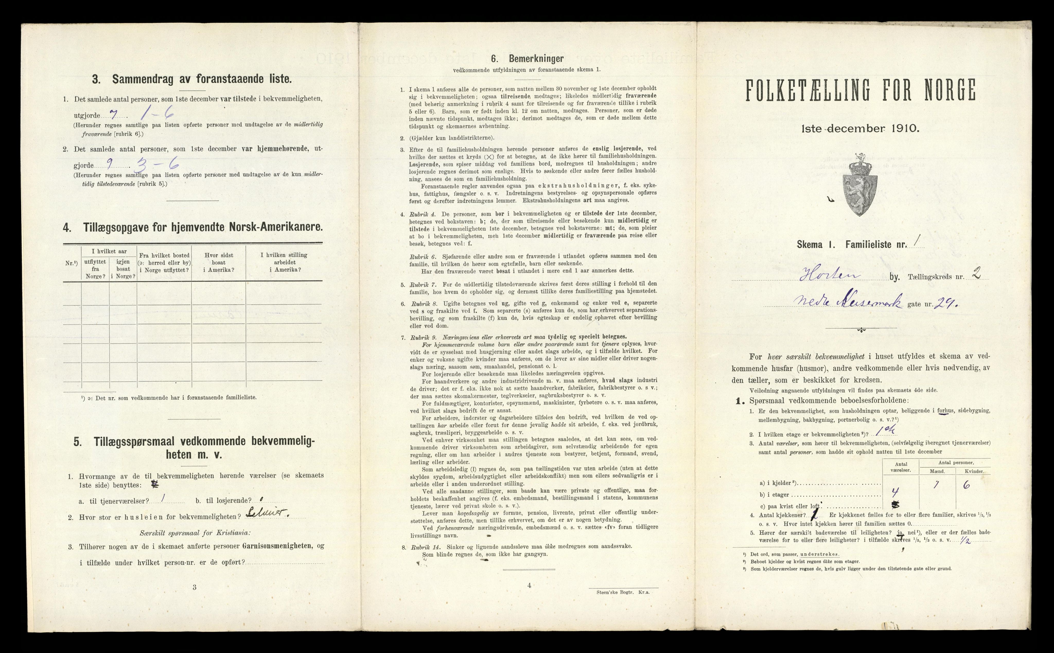 RA, 1910 census for Horten, 1910, p. 2372