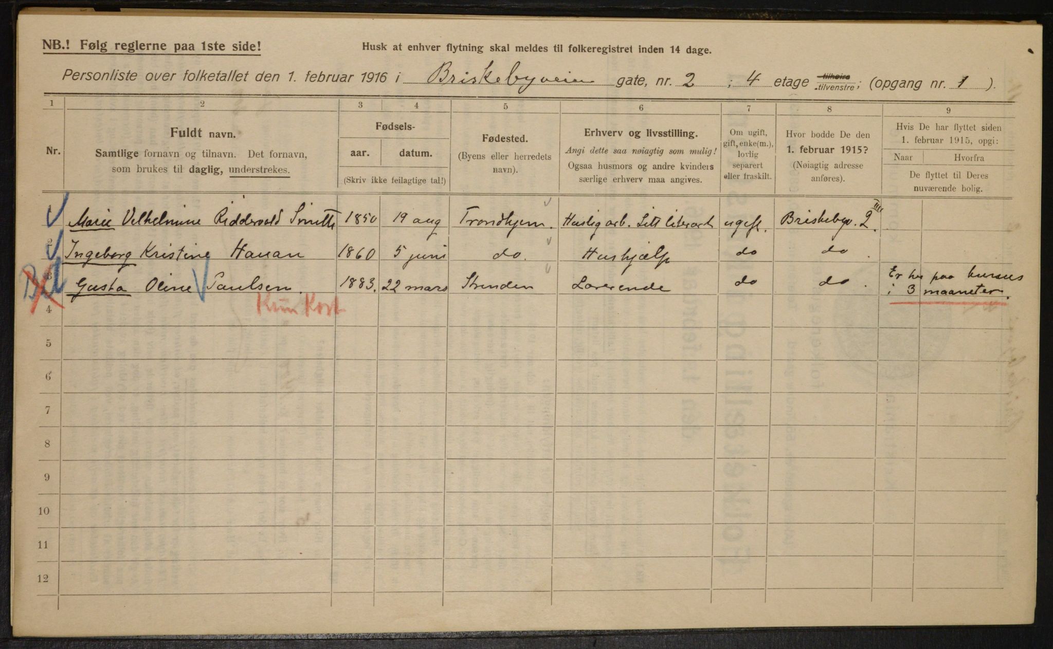 OBA, Municipal Census 1916 for Kristiania, 1916, p. 9294