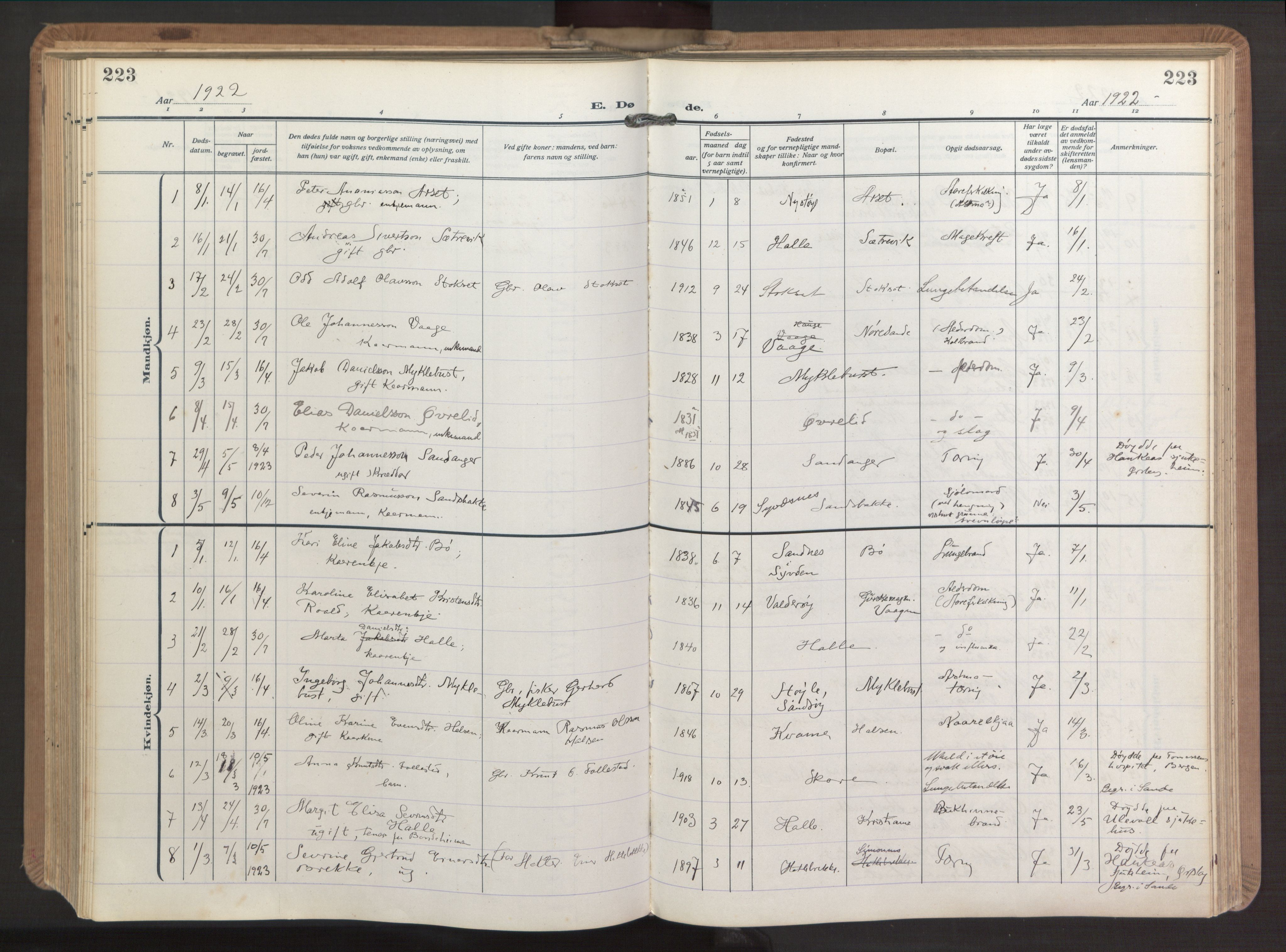 Ministerialprotokoller, klokkerbøker og fødselsregistre - Møre og Romsdal, AV/SAT-A-1454/503/L0044: Parish register (official) no. 503A12, 1918-1931, p. 223