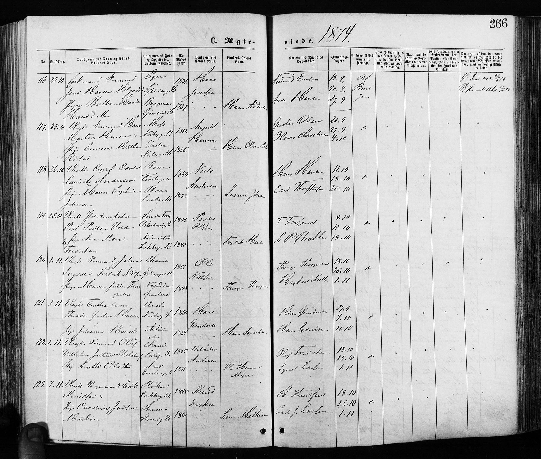 Grønland prestekontor Kirkebøker, SAO/A-10848/F/Fa/L0005: Parish register (official) no. 5, 1869-1880, p. 266