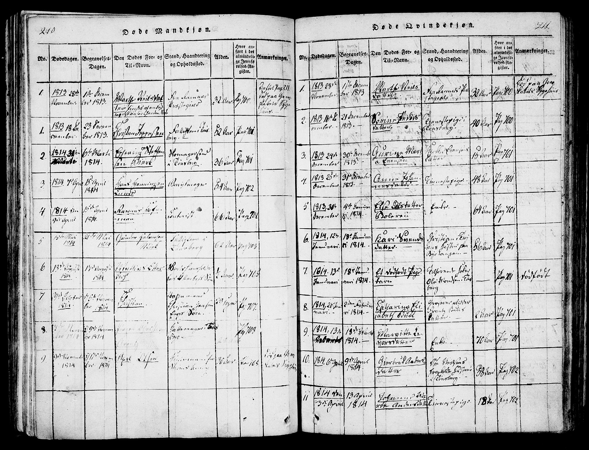 Tønsberg kirkebøker, SAKO/A-330/F/Fa/L0004: Parish register (official) no. I 4, 1813-1826, p. 210-211