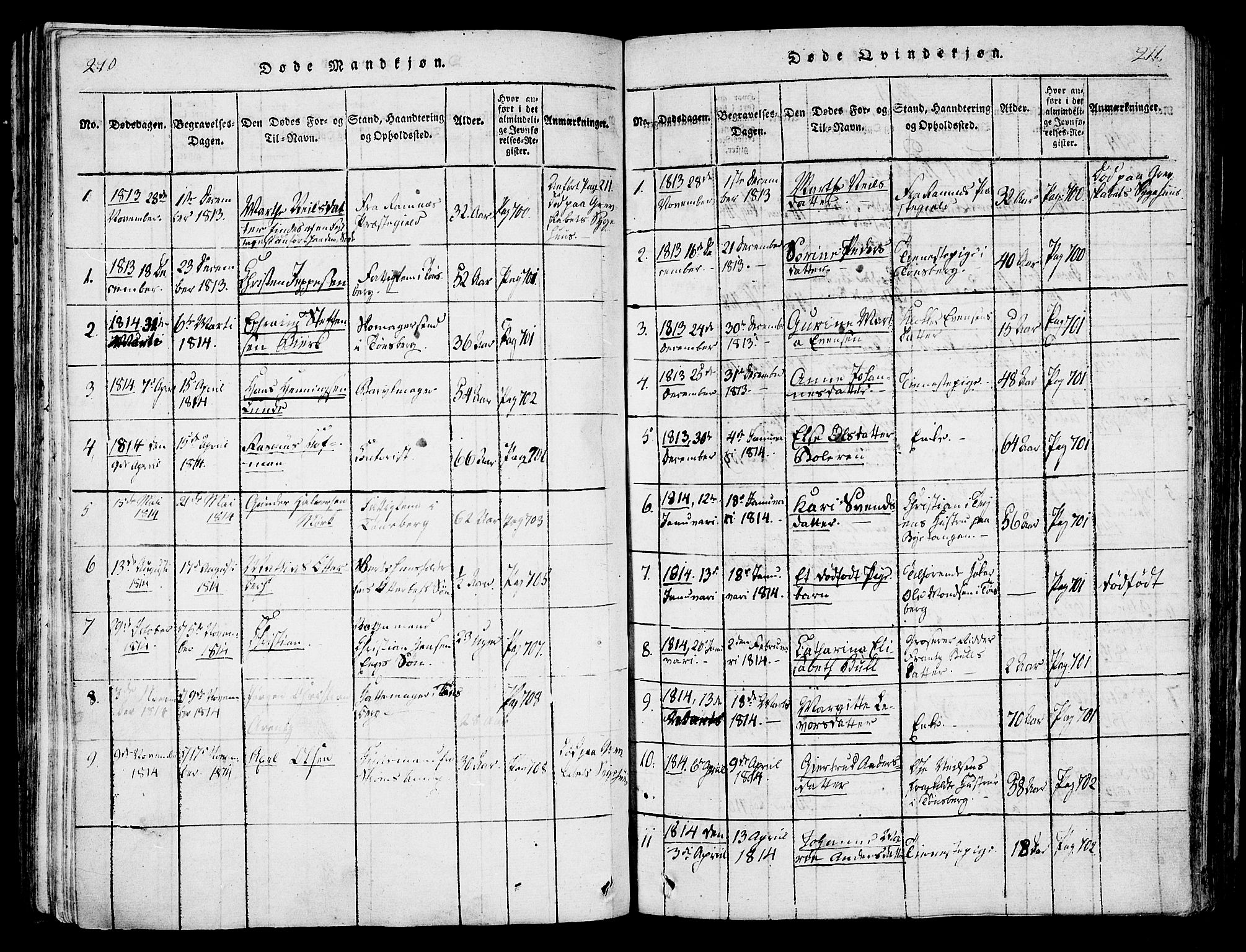 Tønsberg kirkebøker, AV/SAKO-A-330/F/Fa/L0004: Parish register (official) no. I 4, 1813-1826, p. 210-211