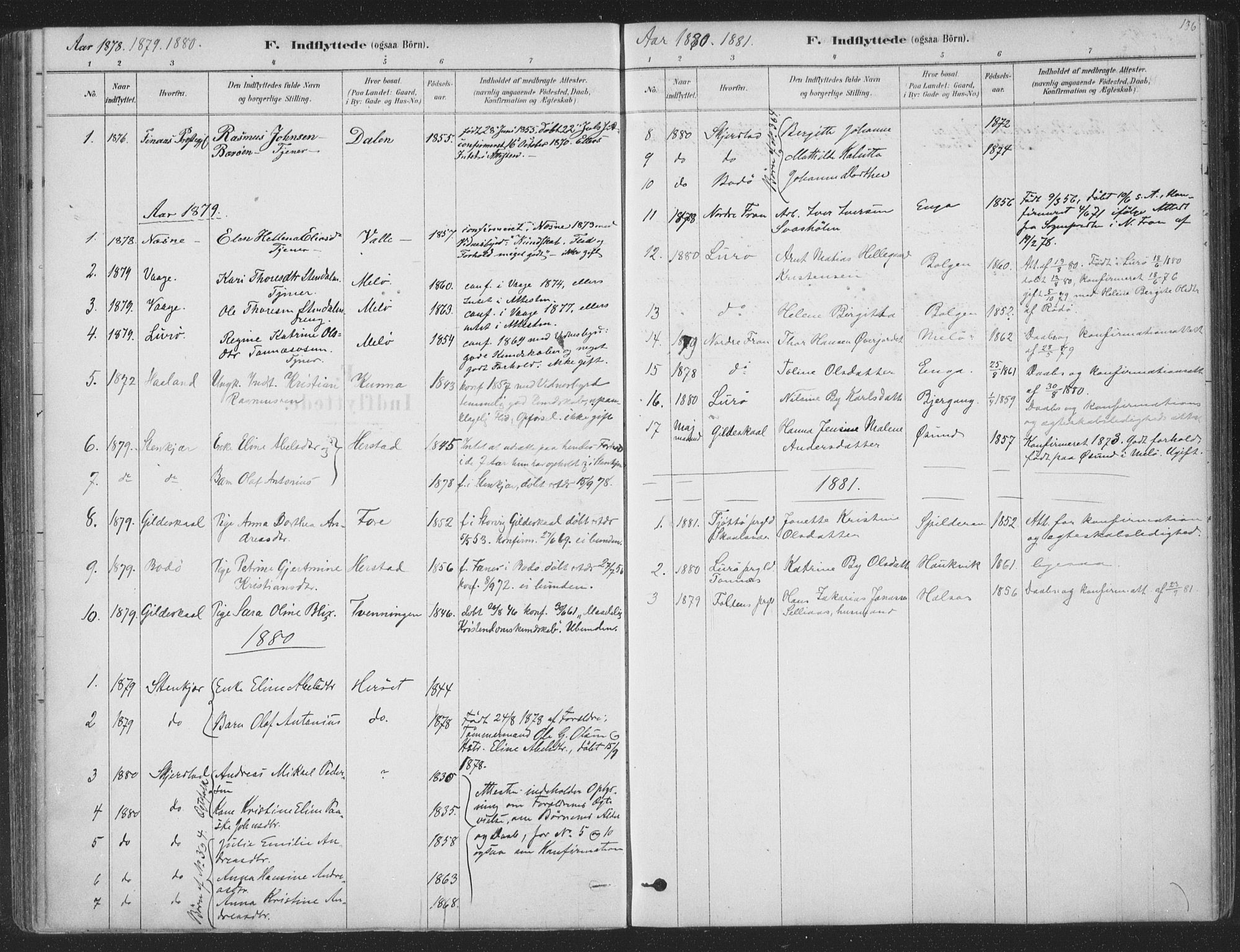 Ministerialprotokoller, klokkerbøker og fødselsregistre - Nordland, SAT/A-1459/843/L0627: Parish register (official) no. 843A02, 1878-1908, p. 136