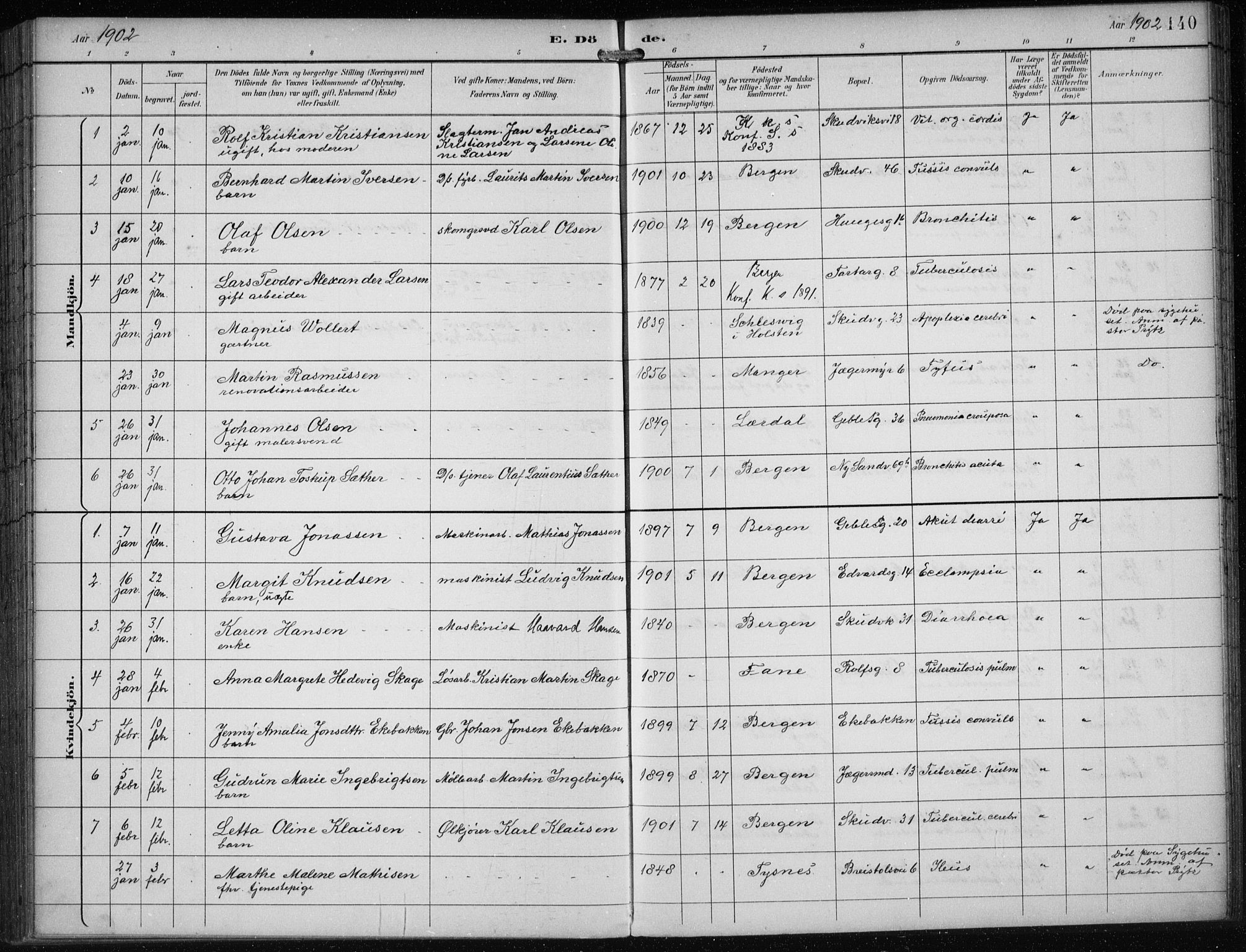 Sandviken Sokneprestembete, SAB/A-77601/H/Ha/L0018: Parish register (official) no. E 1, 1893-1905, p. 140