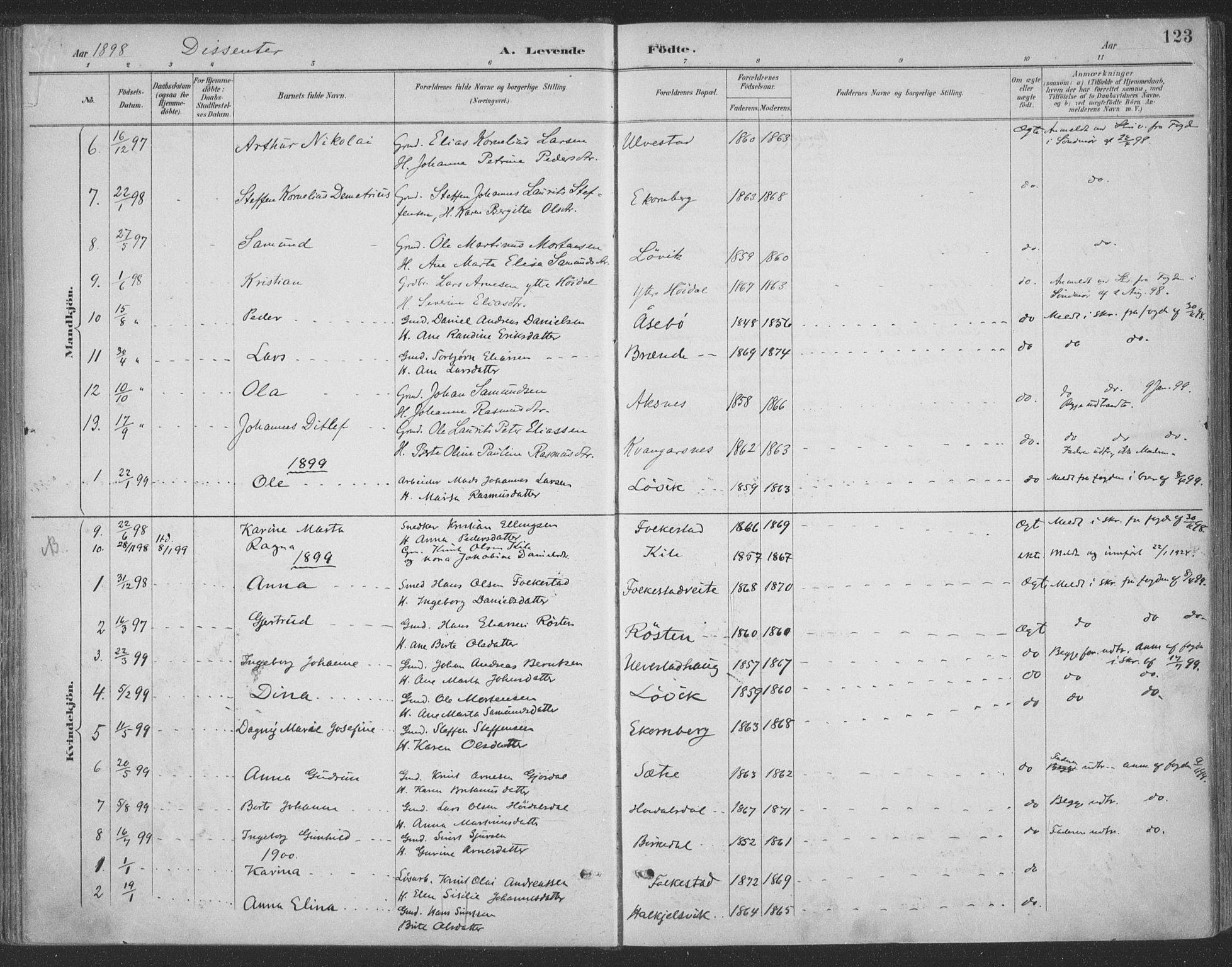 Ministerialprotokoller, klokkerbøker og fødselsregistre - Møre og Romsdal, AV/SAT-A-1454/511/L0142: Parish register (official) no. 511A09, 1891-1905, p. 123