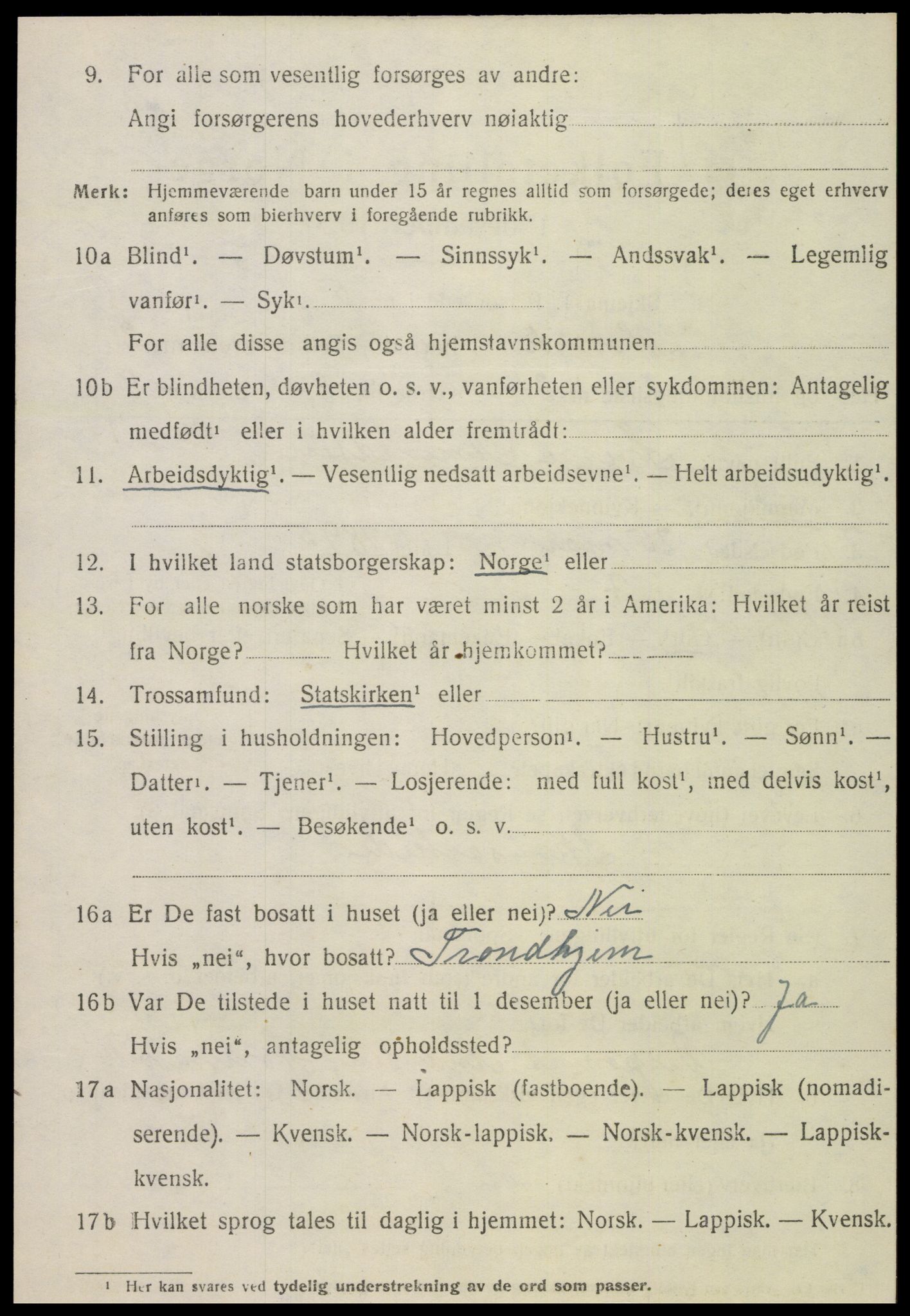 SAT, 1920 census for Mosvik, 1920, p. 851