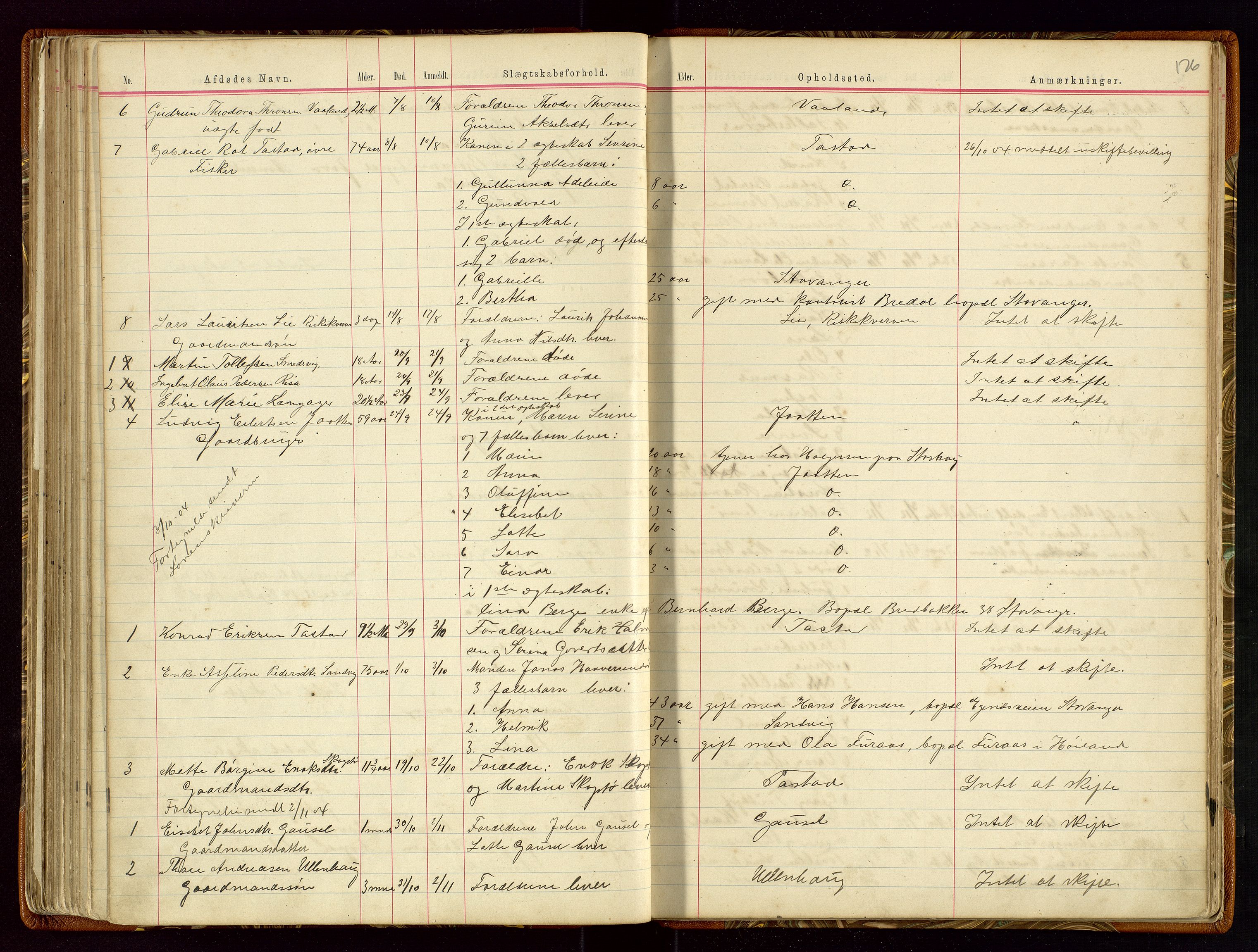 Hetland lensmannskontor, AV/SAST-A-100101/Gga/L0001: Dødsfallprotokoll, 1883-1910, p. 126