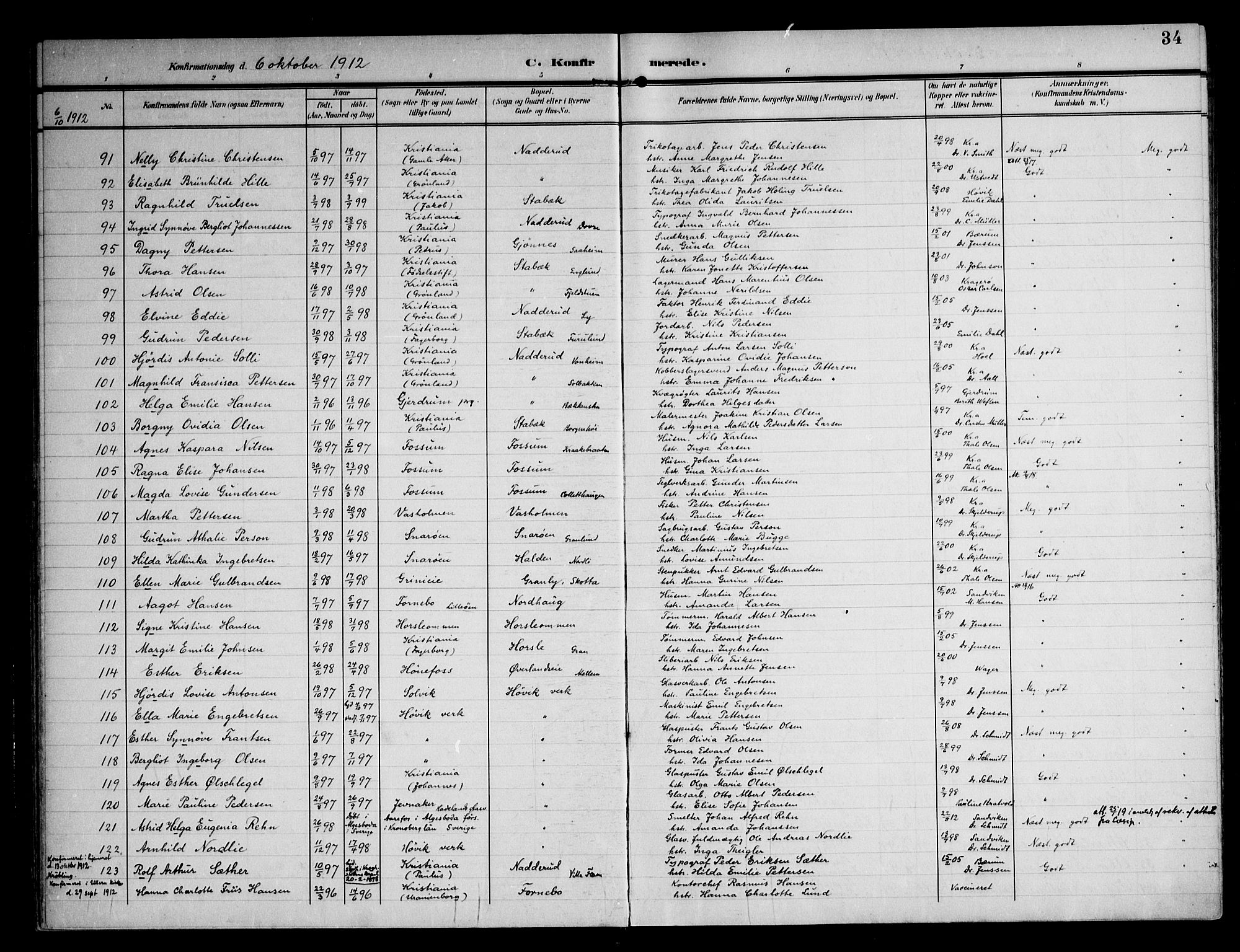 Østre Bærum prestekontor Kirkebøker, AV/SAO-A-10887/F/Fa/L0002: Parish register (official) no. 2, 1904-1924, p. 34