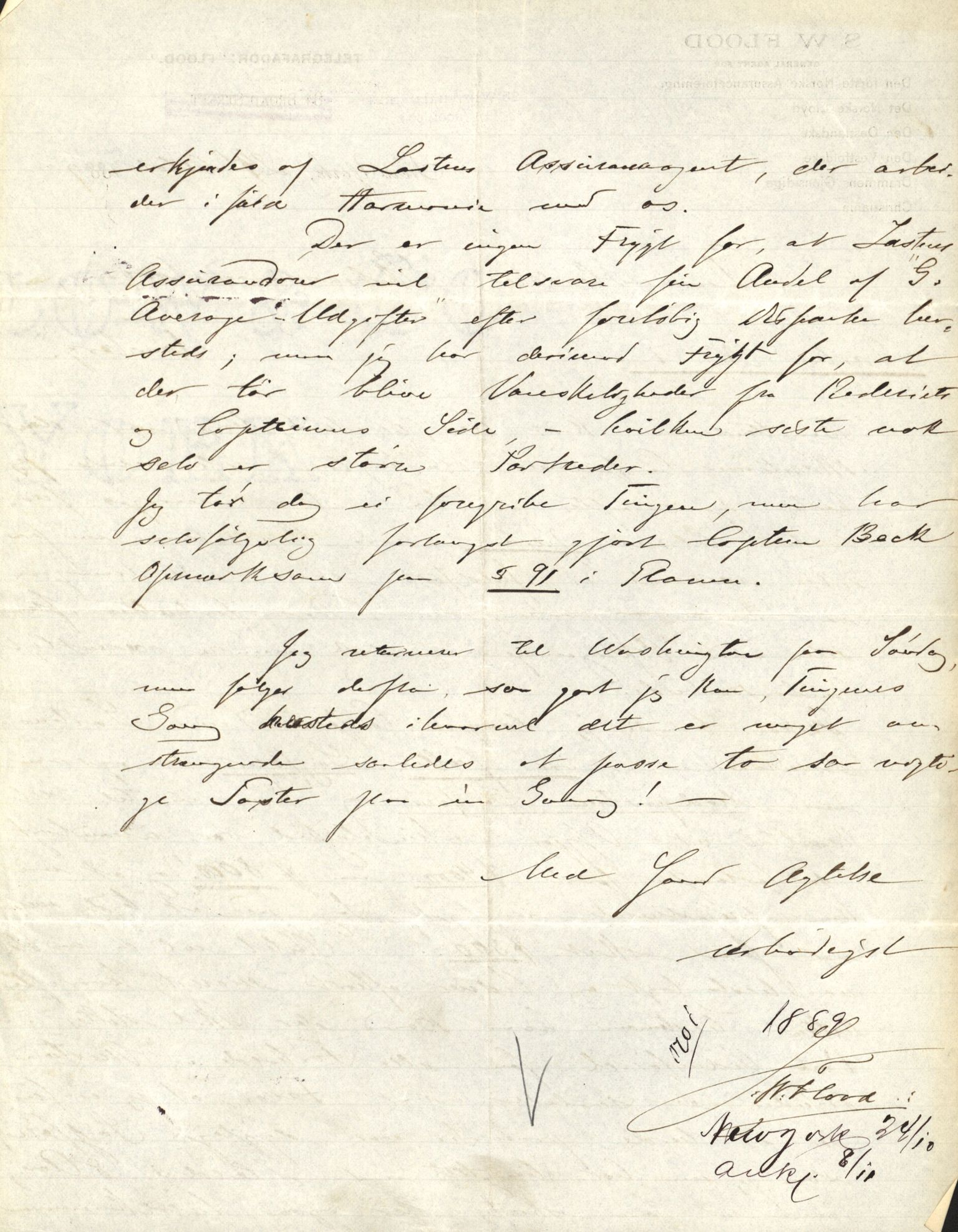 Pa 63 - Østlandske skibsassuranceforening, VEMU/A-1079/G/Ga/L0023/0012: Havaridokumenter / Columbus, Christiane Sophie, Marie, Jarlen, Kong Carl XV, 1889, p. 78