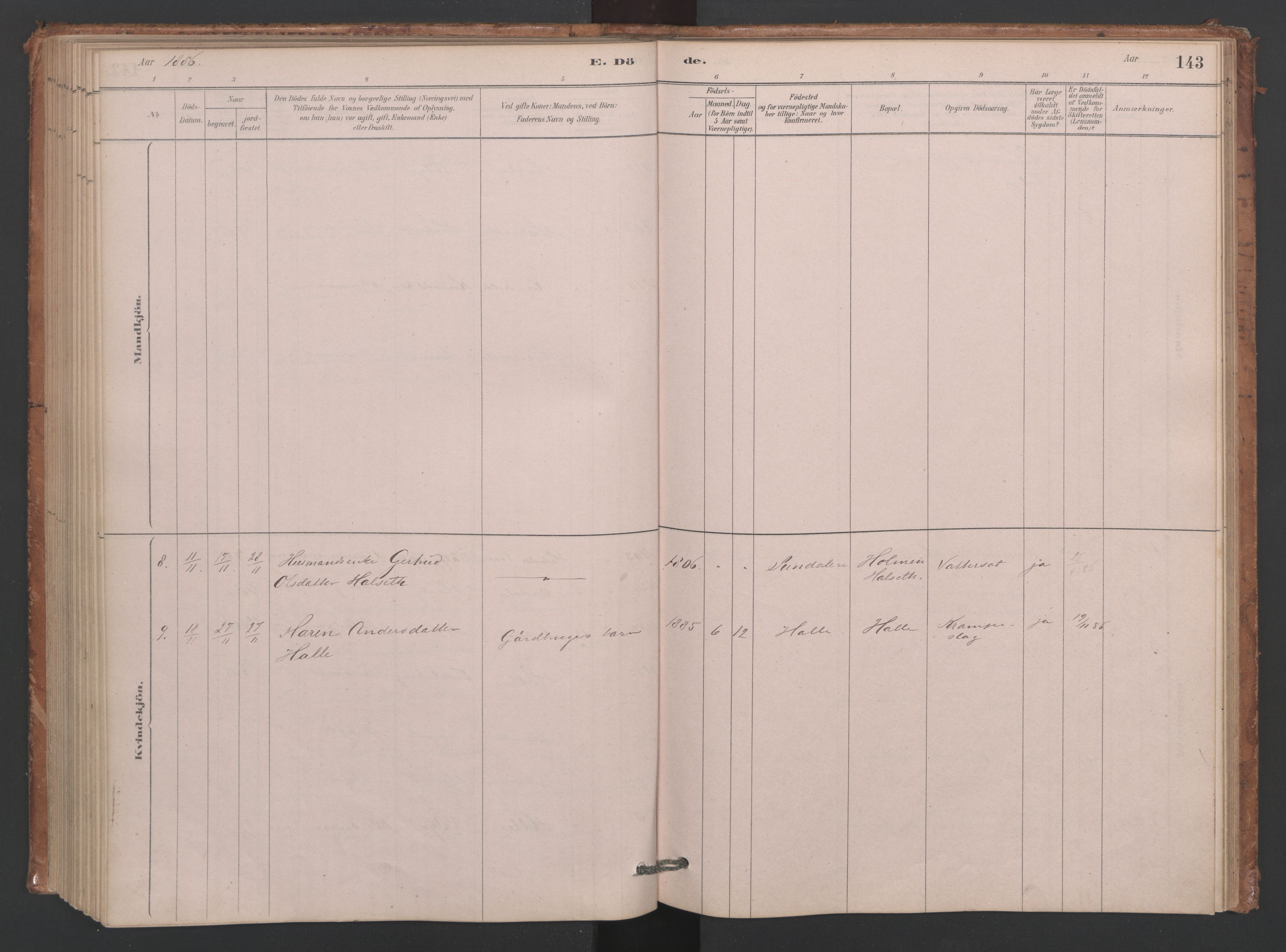 Ministerialprotokoller, klokkerbøker og fødselsregistre - Møre og Romsdal, SAT/A-1454/593/L1034: Parish register (official) no. 593A01, 1879-1911, p. 143