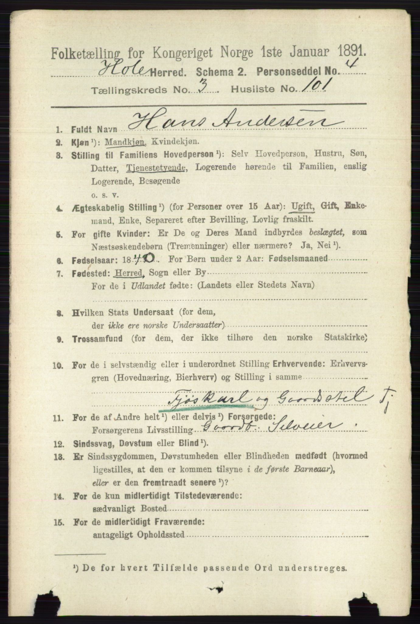 RA, 1891 census for 0612 Hole, 1891, p. 1728