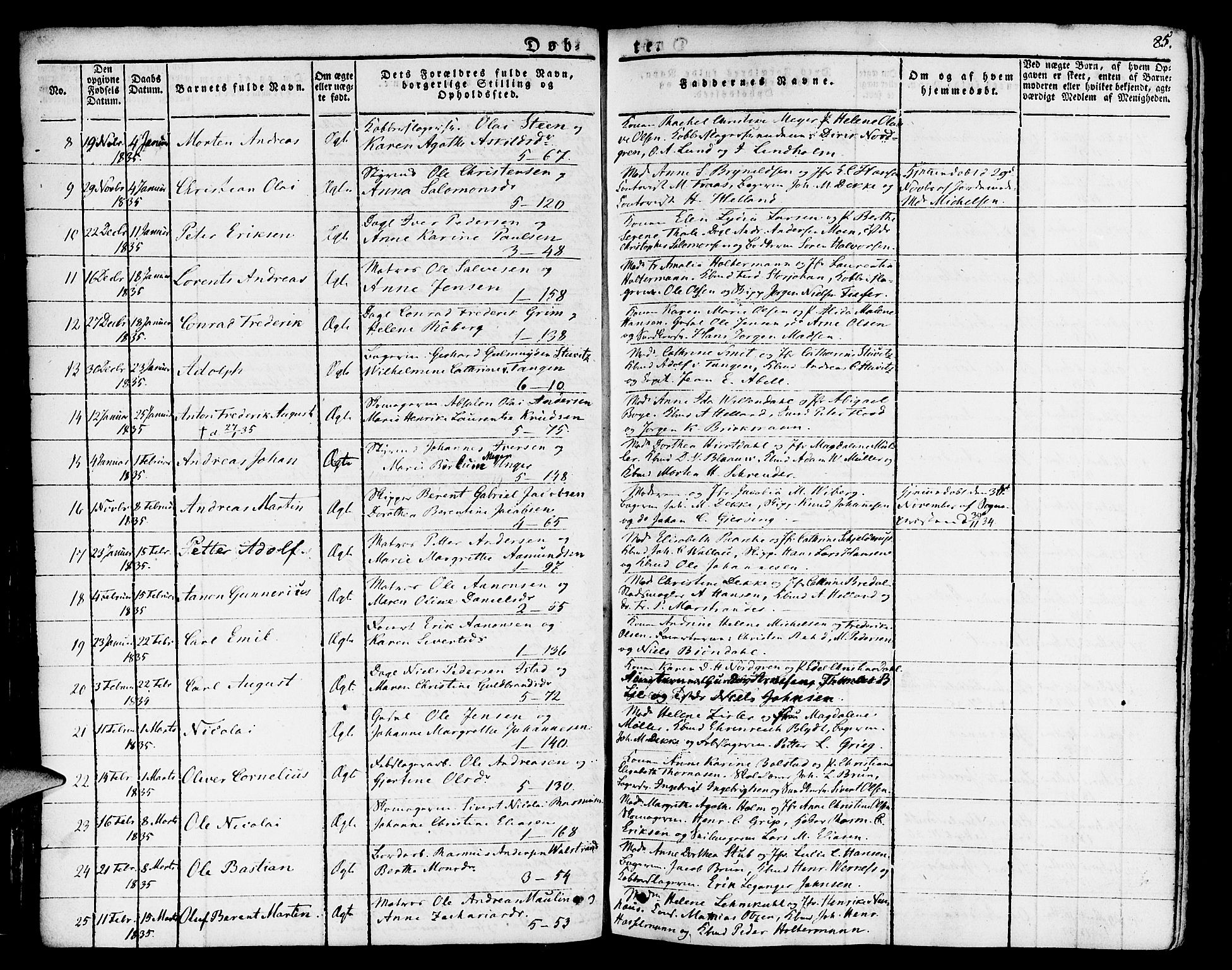 Nykirken Sokneprestembete, SAB/A-77101/H/Haa/L0012: Parish register (official) no. A 12, 1821-1844, p. 85