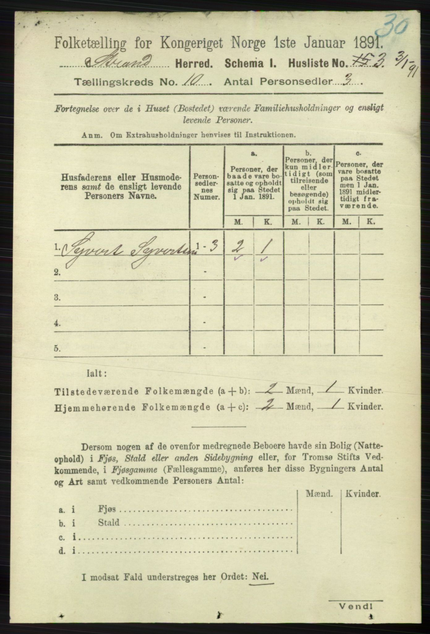 RA, 1891 census for 1130 Strand, 1891, p. 2707