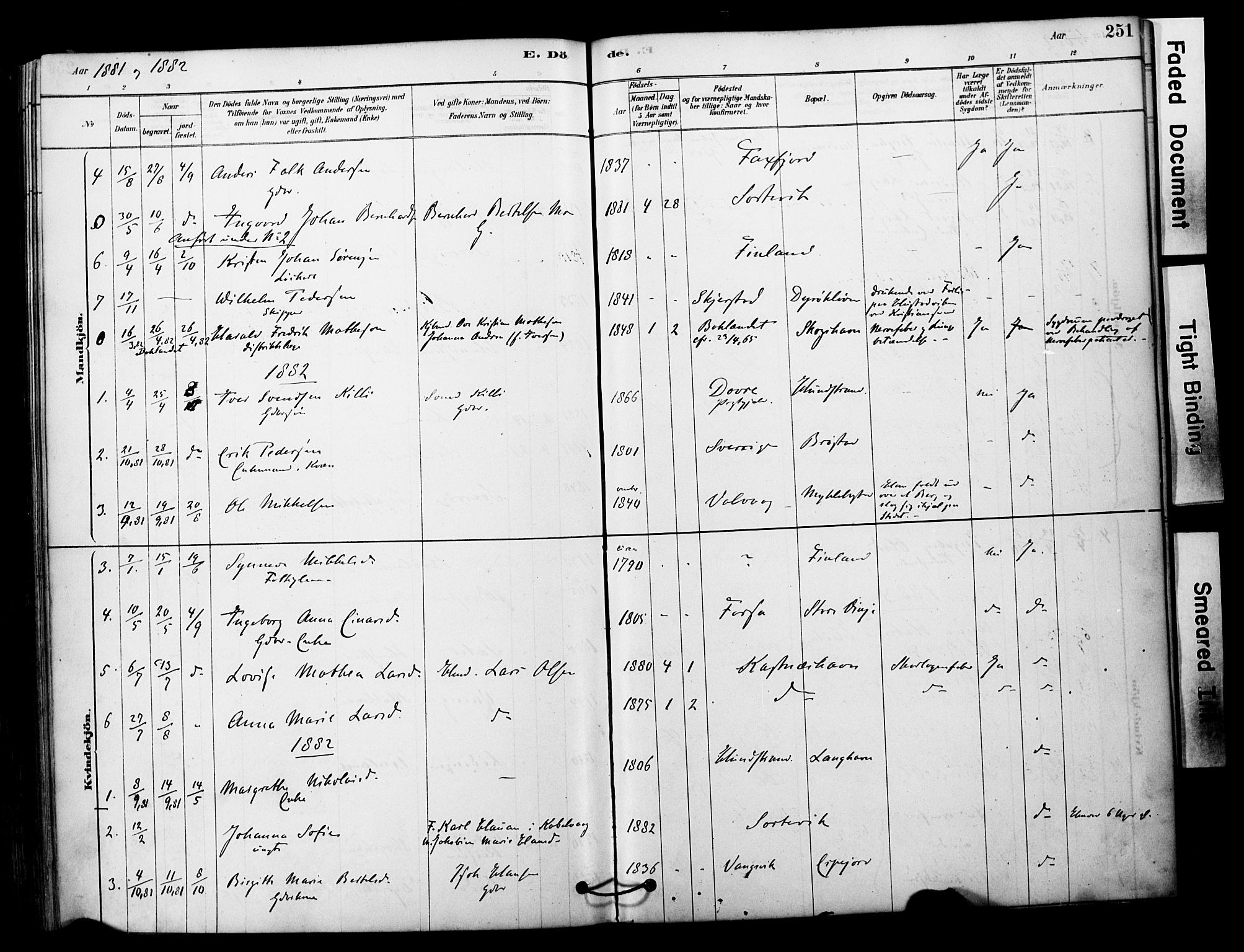 Tranøy sokneprestkontor, SATØ/S-1313/I/Ia/Iaa/L0011kirke: Parish register (official) no. 11, 1878-1904, p. 251
