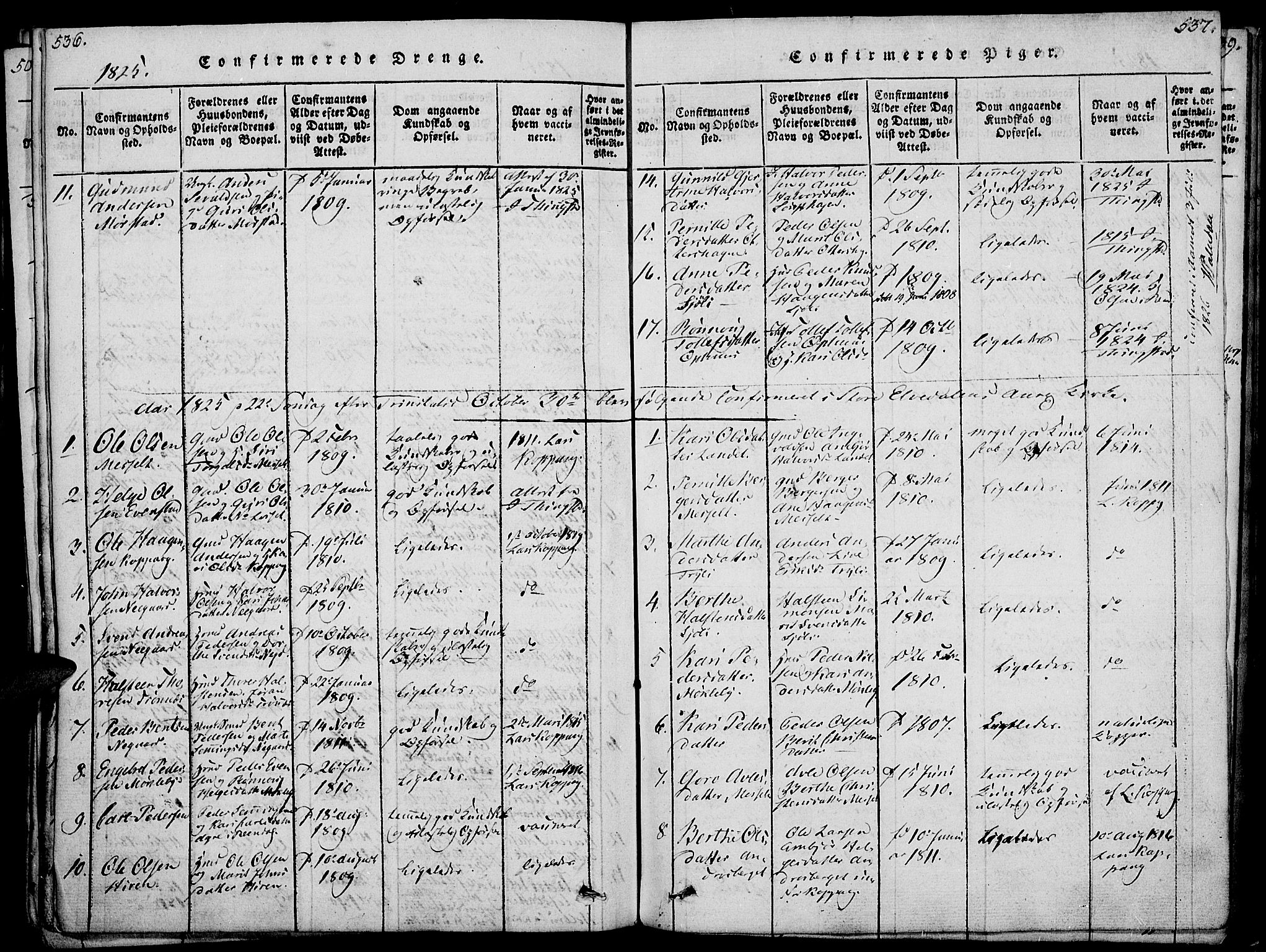 Åmot prestekontor, Hedmark, SAH/PREST-056/H/Ha/Haa/L0005: Parish register (official) no. 5, 1815-1841, p. 536-537