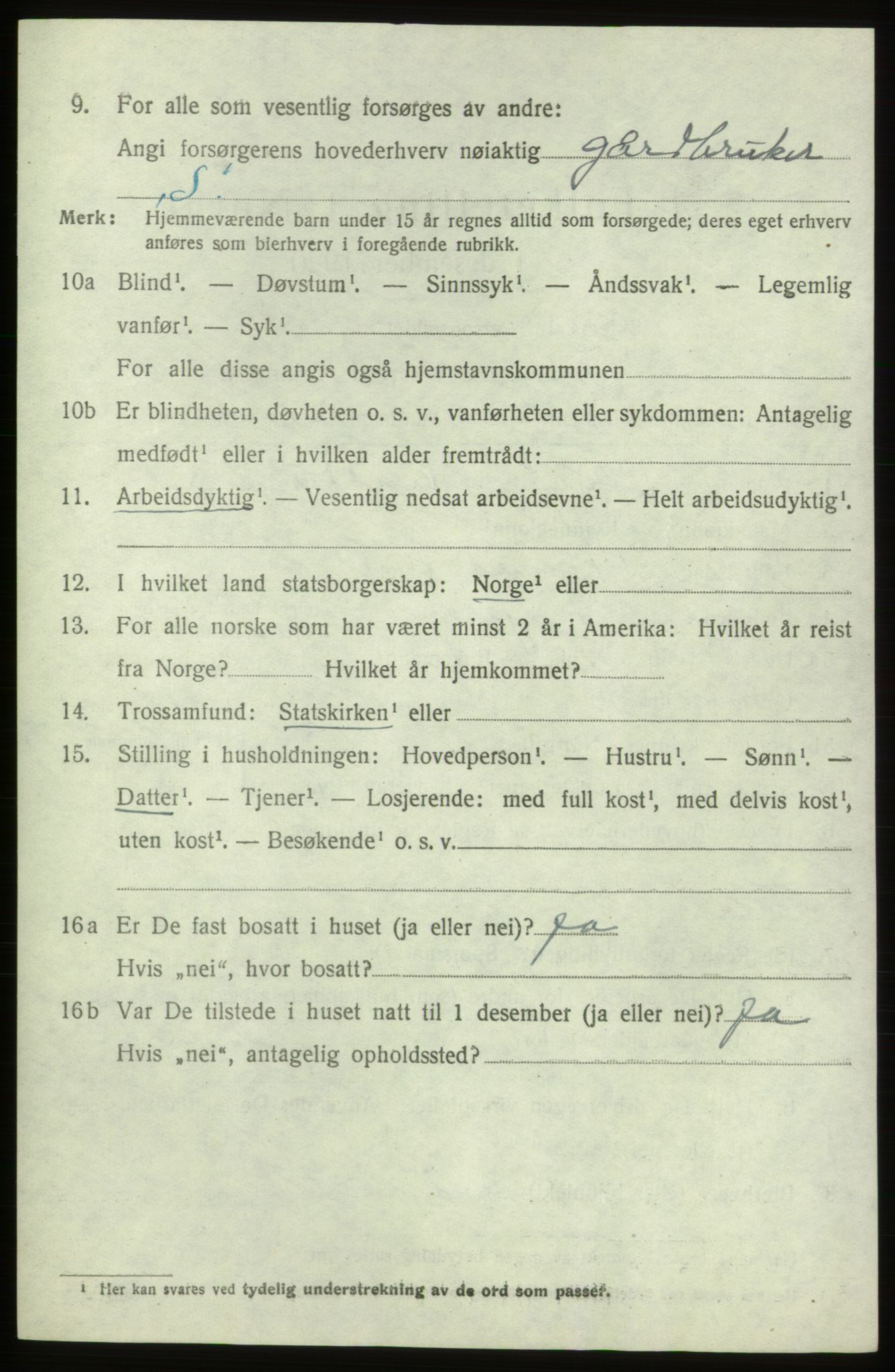 SAB, 1920 census for Fitjar, 1920, p. 5739