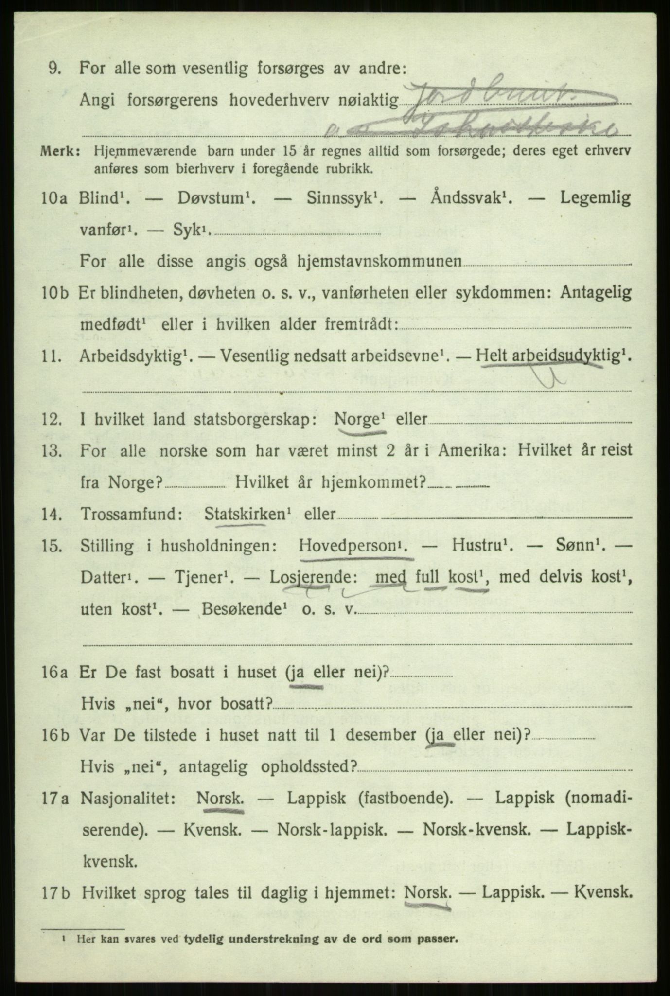 SATØ, 1920 census for Balsfjord, 1920, p. 4457