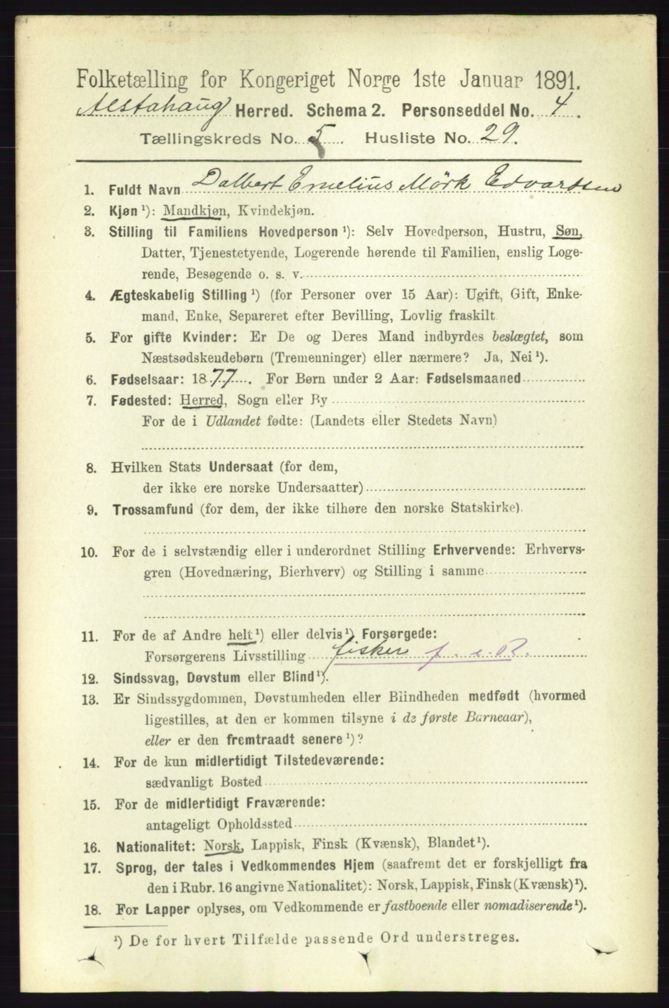 RA, 1891 census for 1820 Alstahaug, 1891, p. 1957