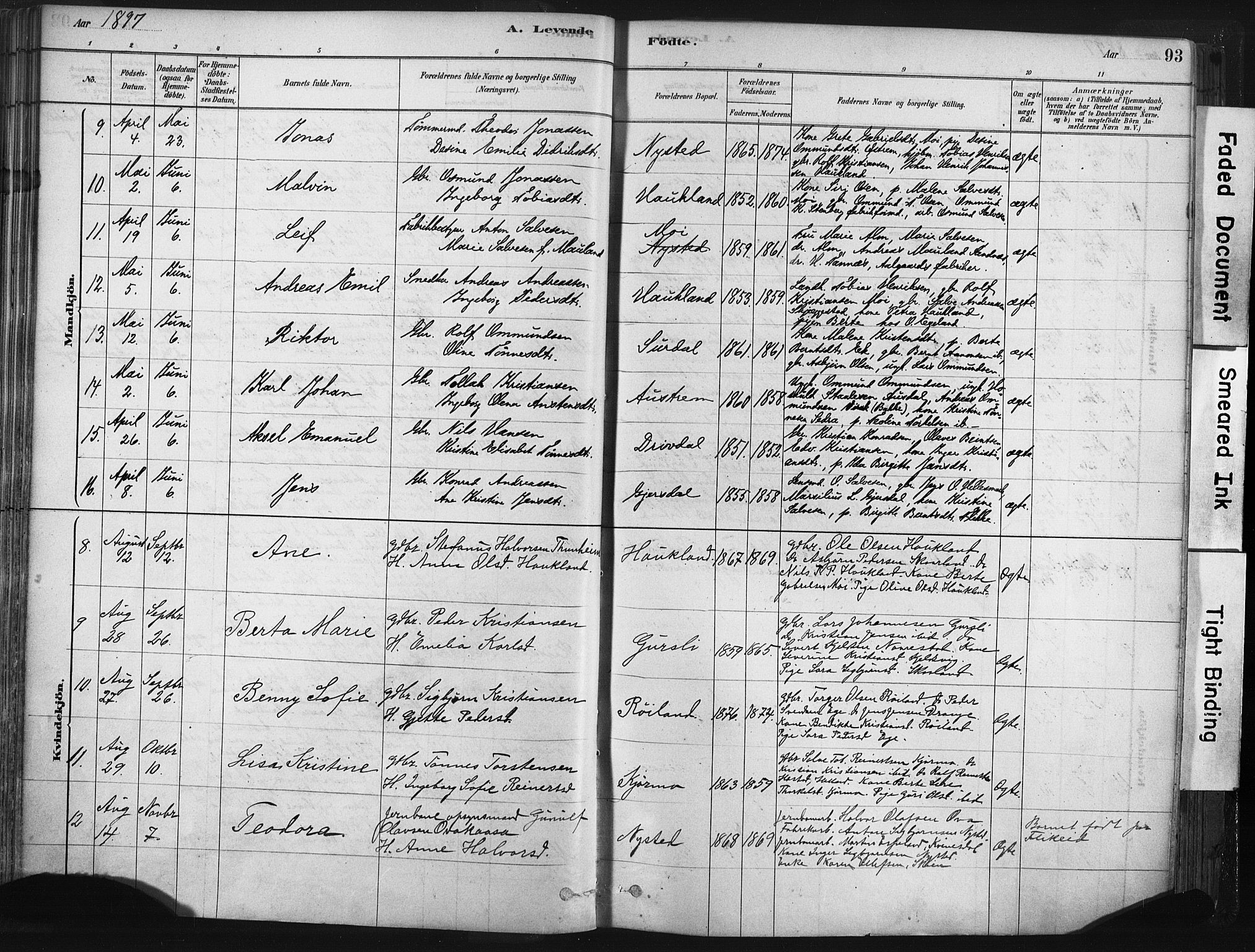 Lund sokneprestkontor, AV/SAST-A-101809/S06/L0011: Parish register (official) no. A 10, 1877-1904, p. 93