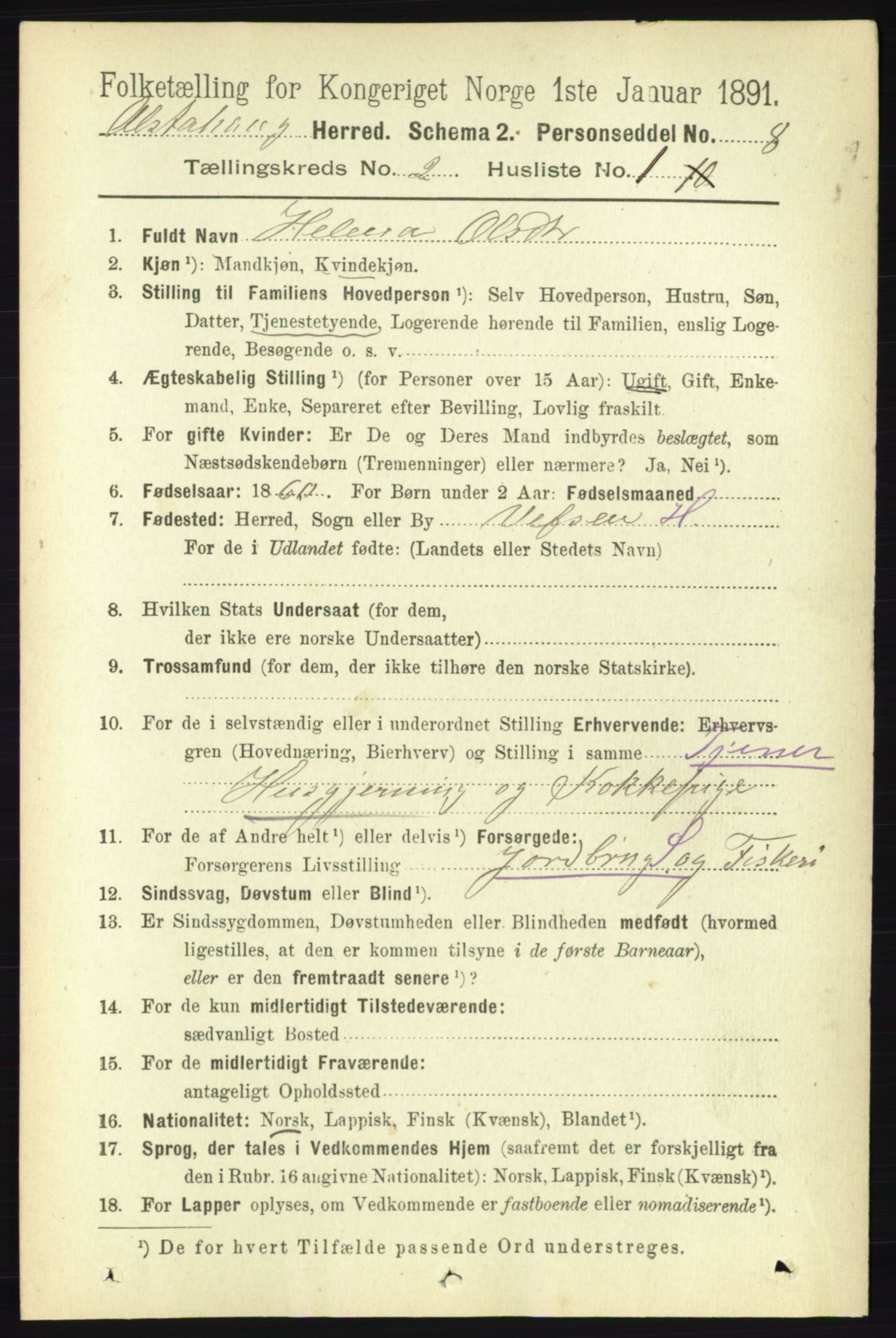 RA, 1891 census for 1820 Alstahaug, 1891, p. 508