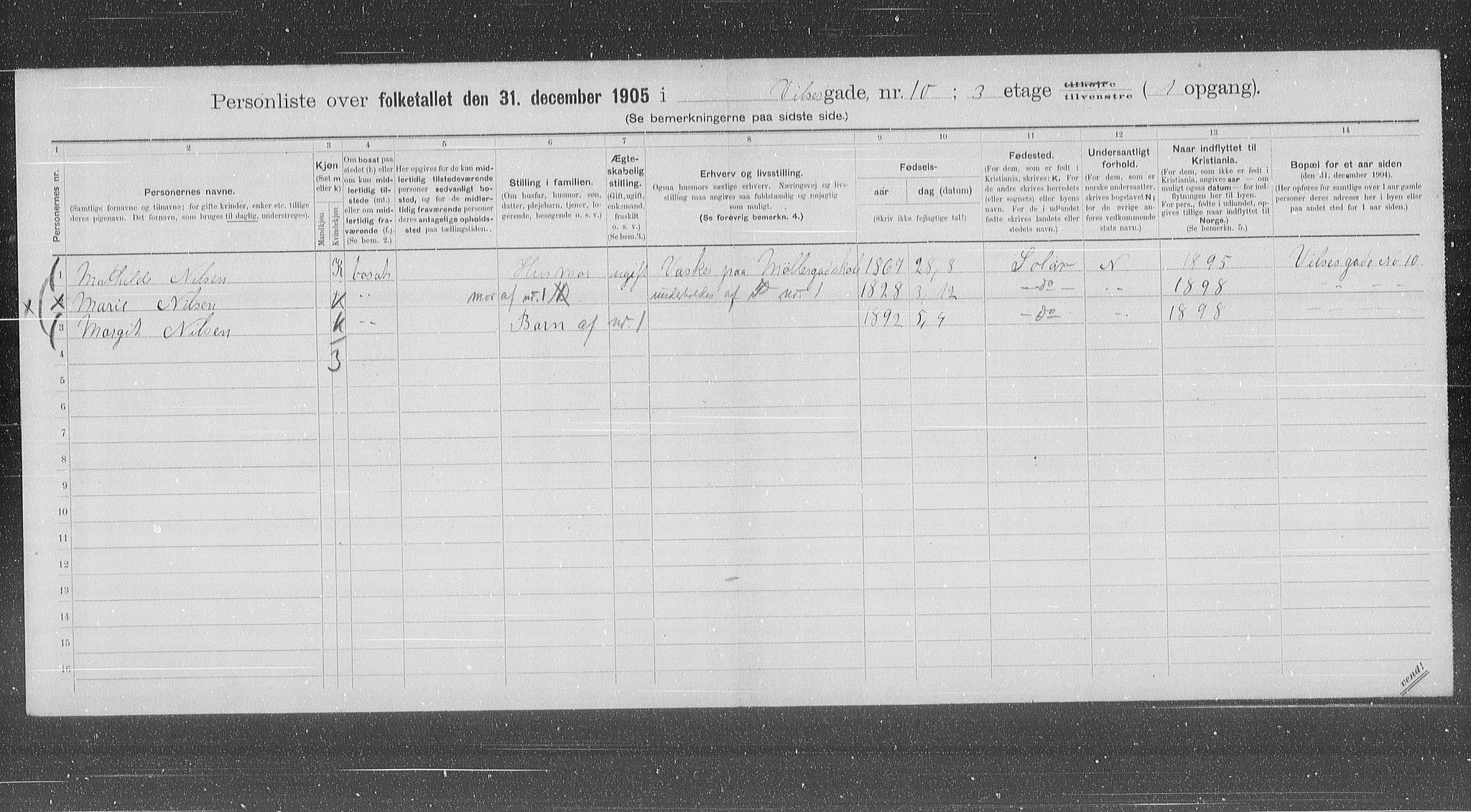 OBA, Municipal Census 1905 for Kristiania, 1905, p. 67540