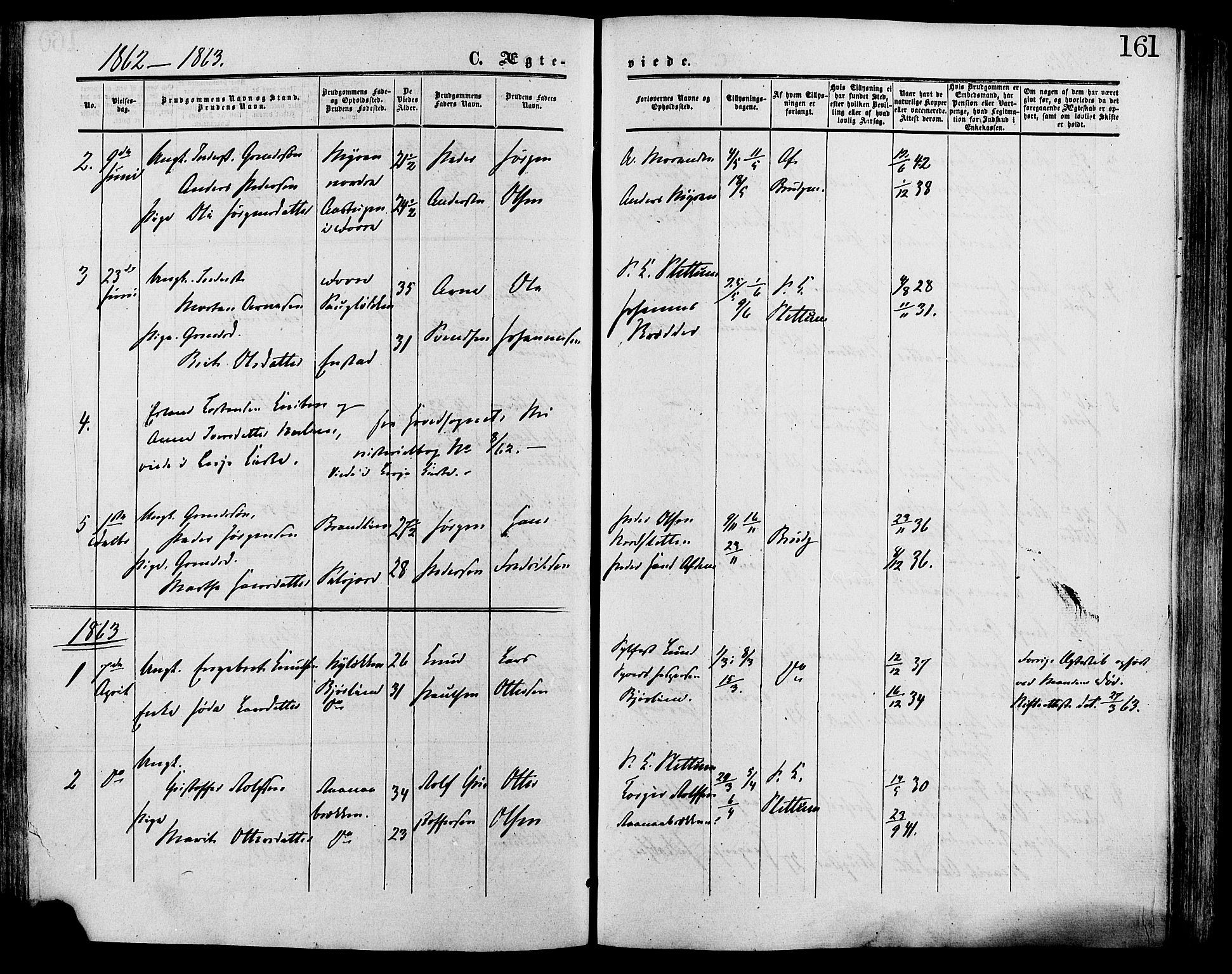 Lesja prestekontor, SAH/PREST-068/H/Ha/Haa/L0009: Parish register (official) no. 9, 1854-1889, p. 161