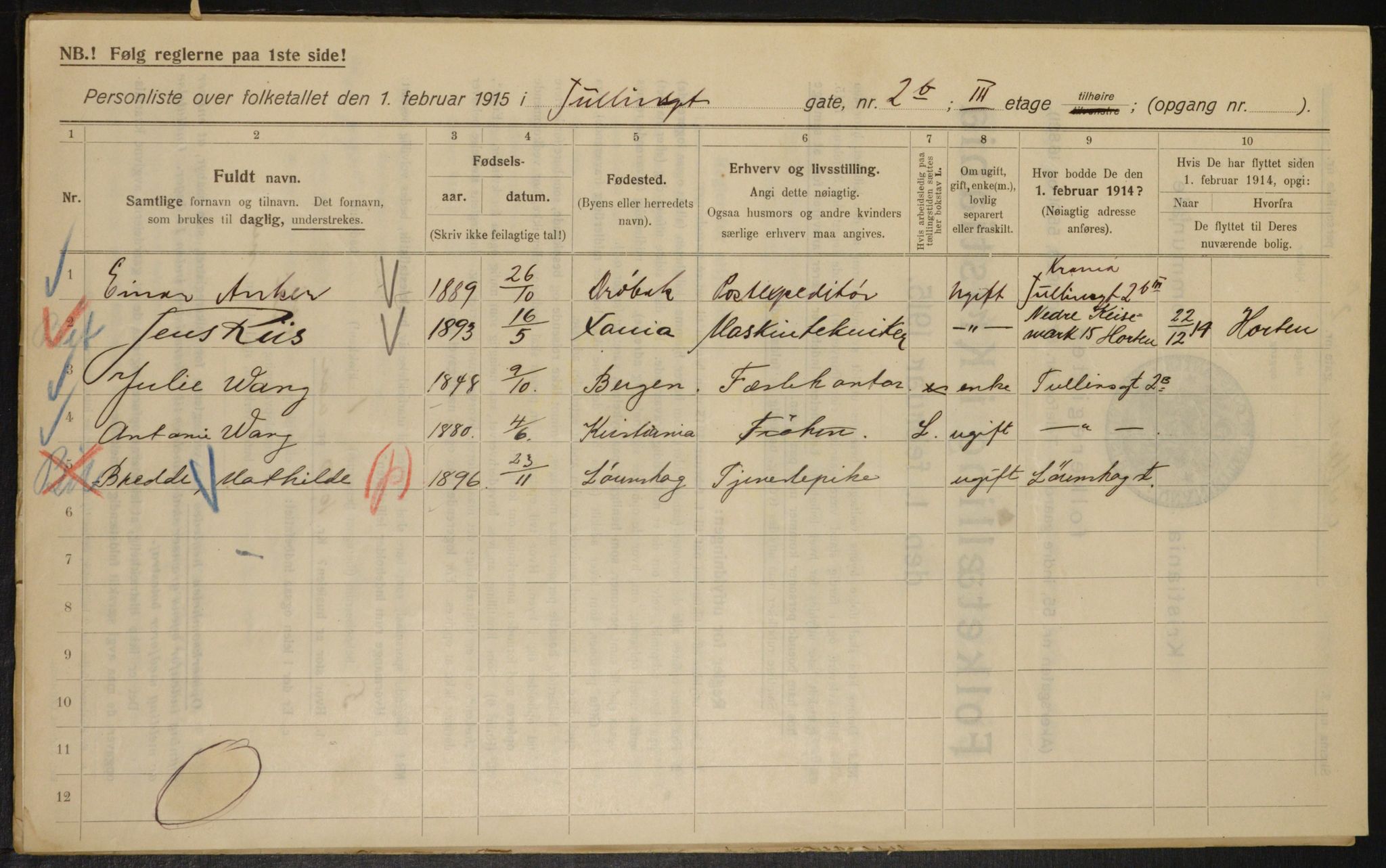 OBA, Municipal Census 1915 for Kristiania, 1915, p. 117548