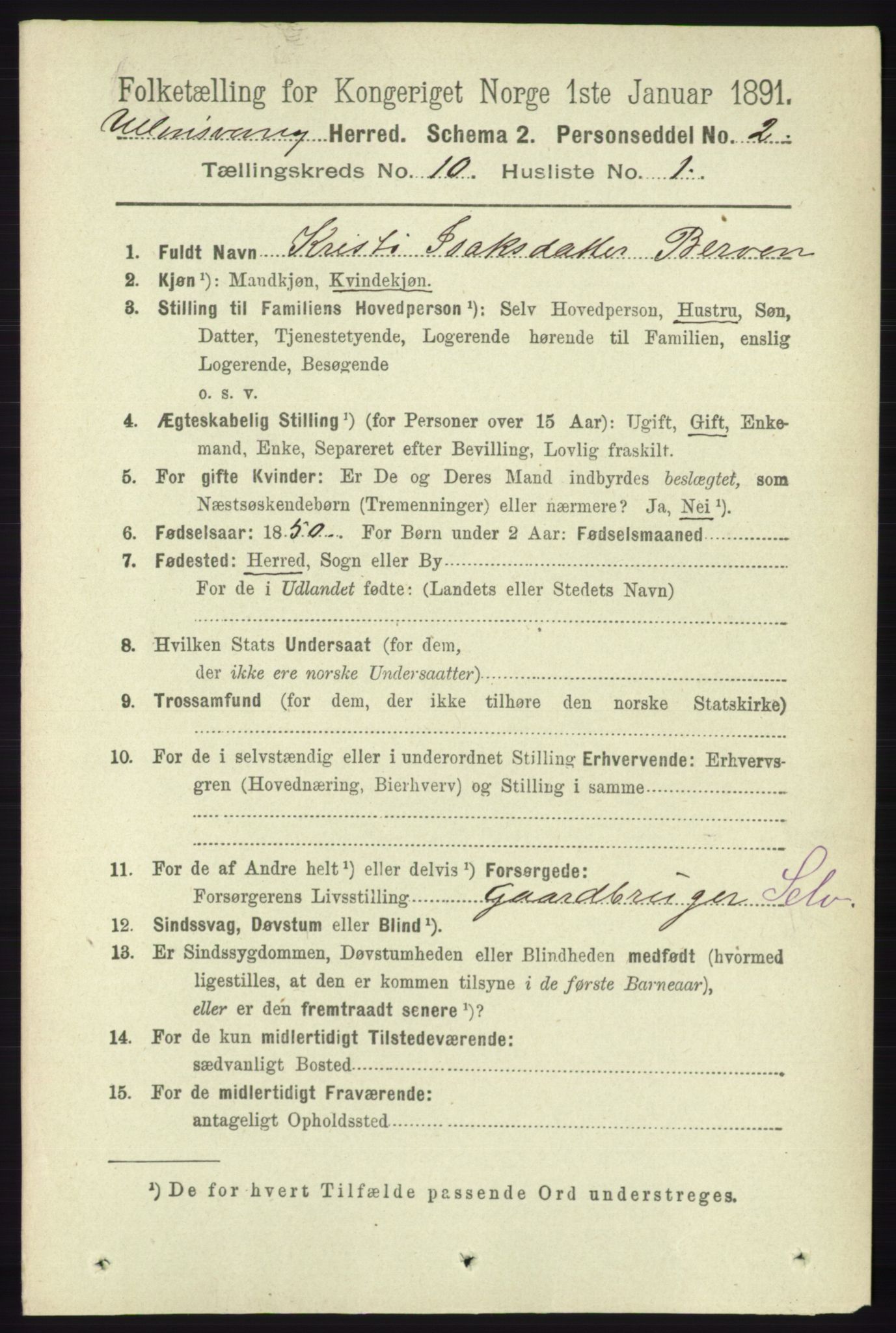 RA, 1891 census for 1230 Ullensvang, 1891, p. 3750