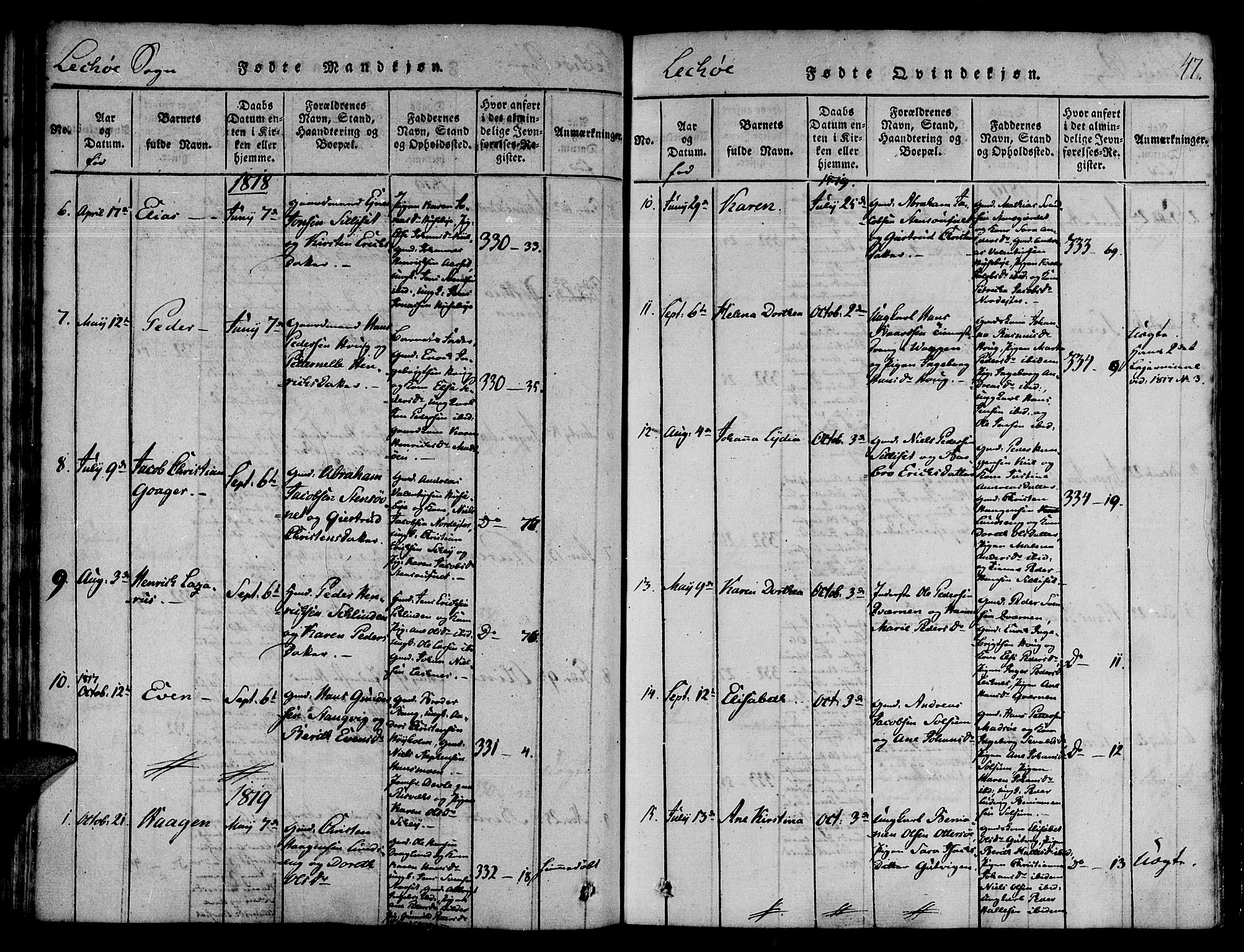 Ministerialprotokoller, klokkerbøker og fødselsregistre - Nord-Trøndelag, SAT/A-1458/780/L0636: Parish register (official) no. 780A03 /2, 1815-1829, p. 47