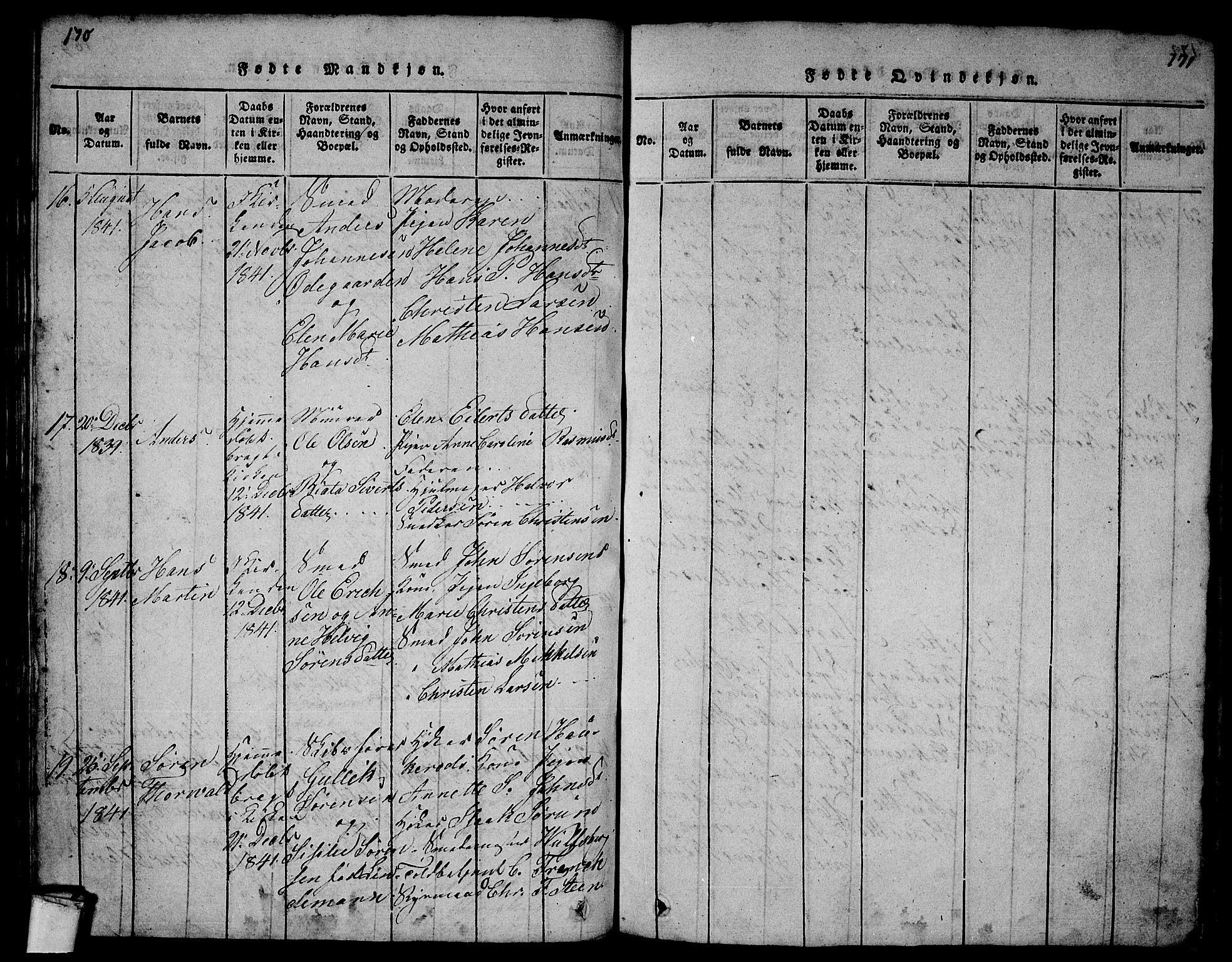 Larvik kirkebøker, AV/SAKO-A-352/G/Gb/L0001: Parish register (copy) no. II 1, 1818-1843, p. 170-171