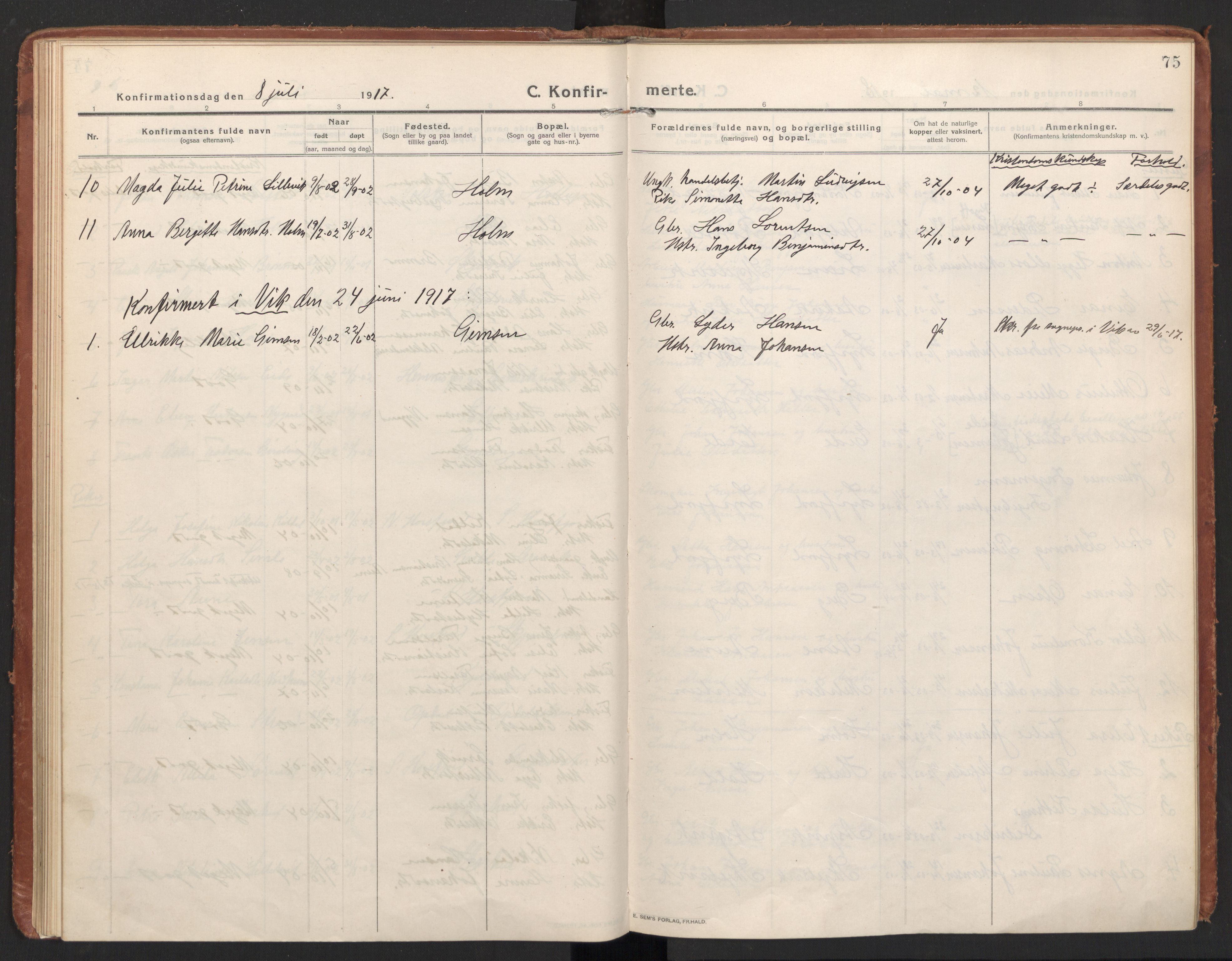 Ministerialprotokoller, klokkerbøker og fødselsregistre - Nordland, AV/SAT-A-1459/811/L0168: Parish register (official) no. 811A05, 1914-1932, p. 75