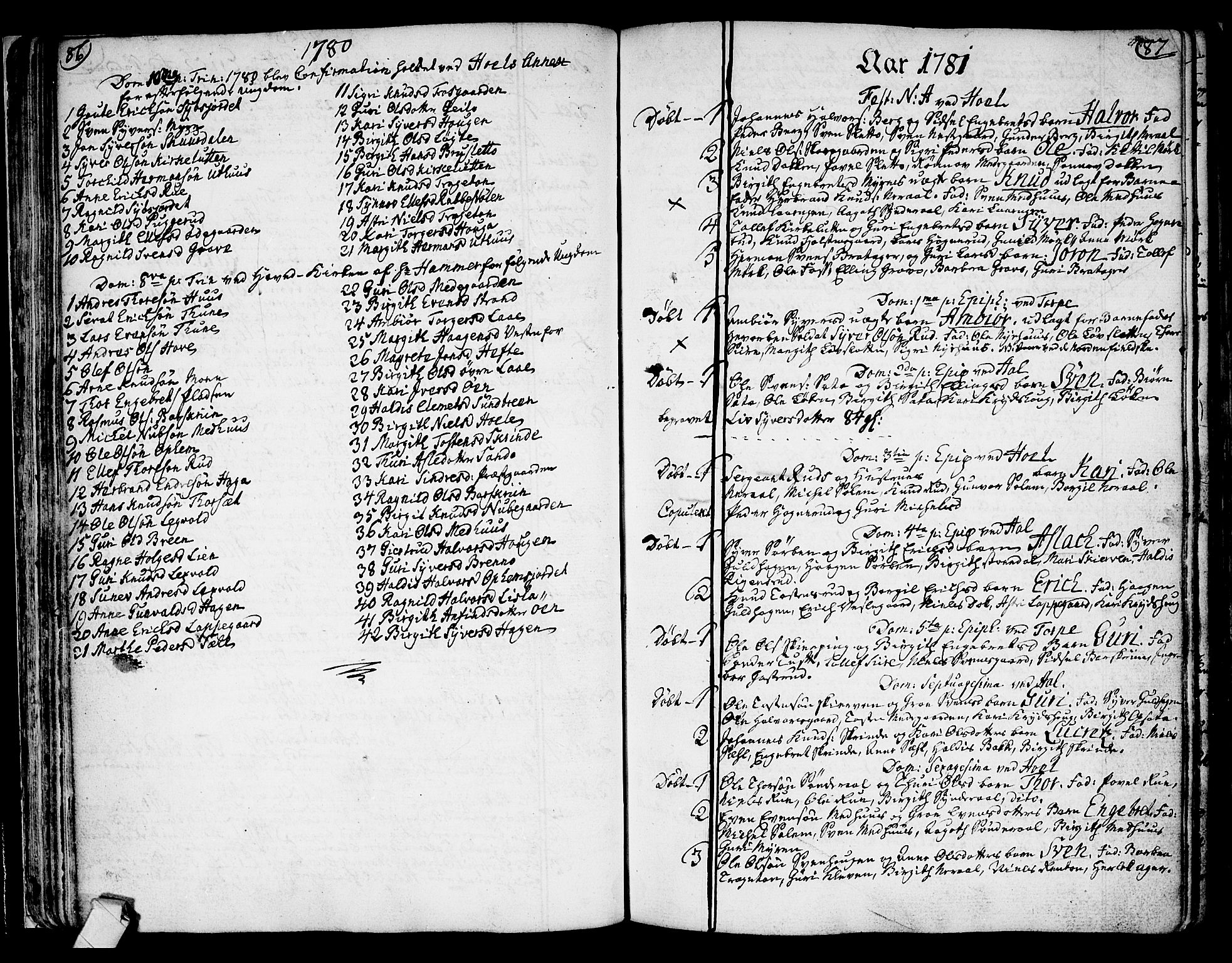 Ål kirkebøker, AV/SAKO-A-249/F/Fa/L0002: Parish register (official) no. I 2, 1771-1806, p. 86-87