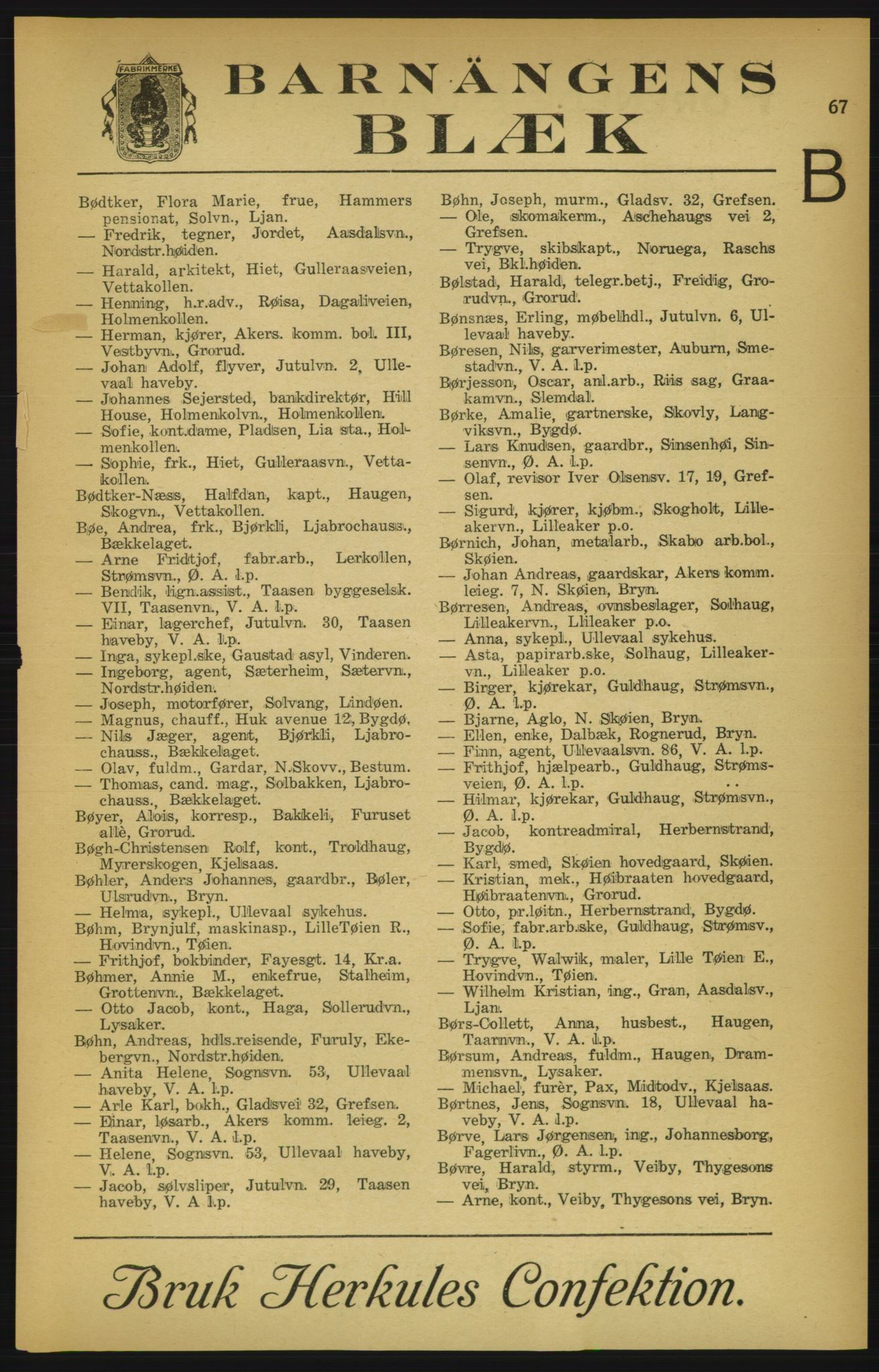 Aker adressebok/adressekalender, PUBL/001/A/003: Akers adressekalender, 1924-1925, p. 67