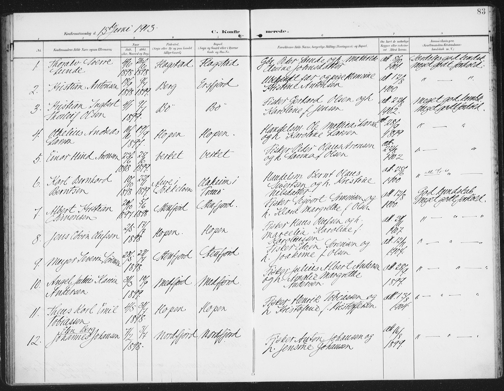 Berg sokneprestkontor, SATØ/S-1318/G/Ga/Gaa/L0007kirke: Parish register (official) no. 7, 1906-1915, p. 83