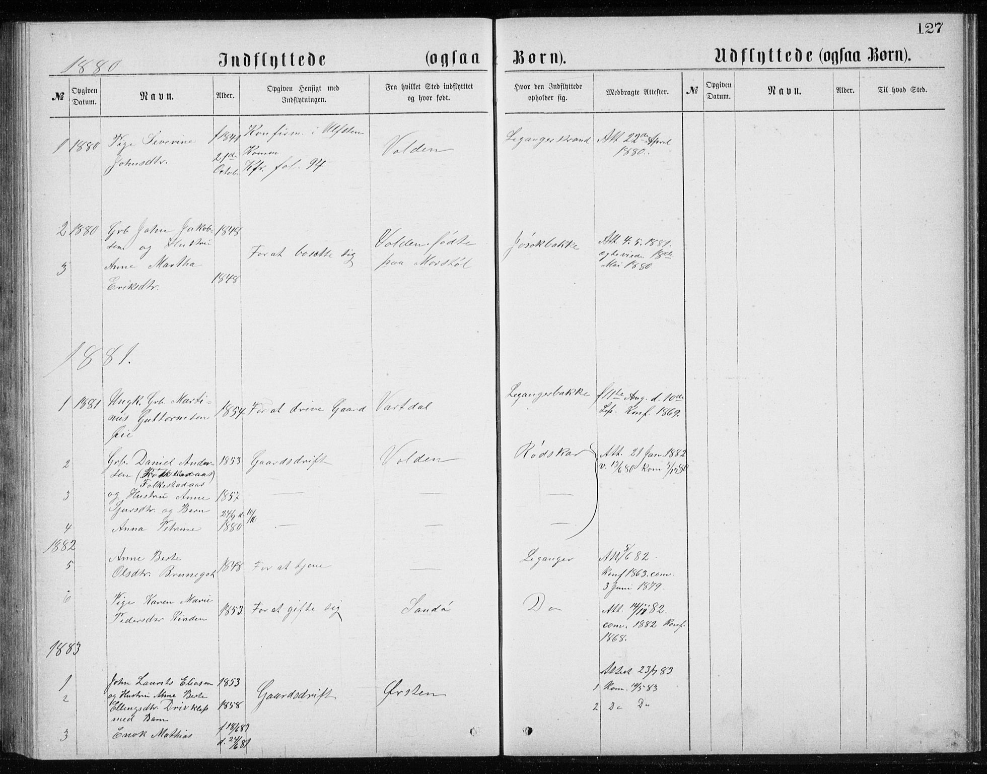 Ministerialprotokoller, klokkerbøker og fødselsregistre - Møre og Romsdal, AV/SAT-A-1454/508/L0097: Parish register (copy) no. 508C01, 1873-1897, p. 127