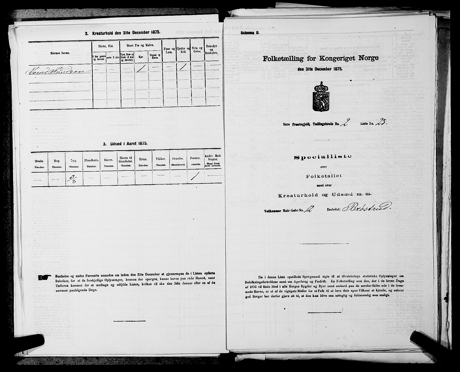 SAKO, 1875 census for 0633P Nore, 1875, p. 285