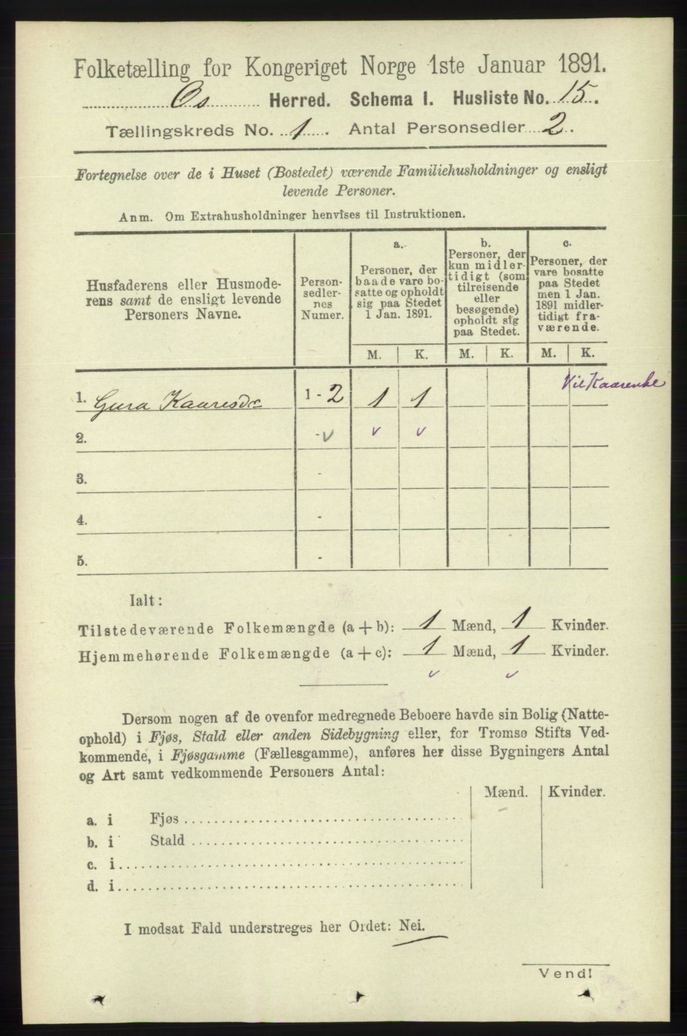 RA, 1891 census for 1243 Os, 1891, p. 50